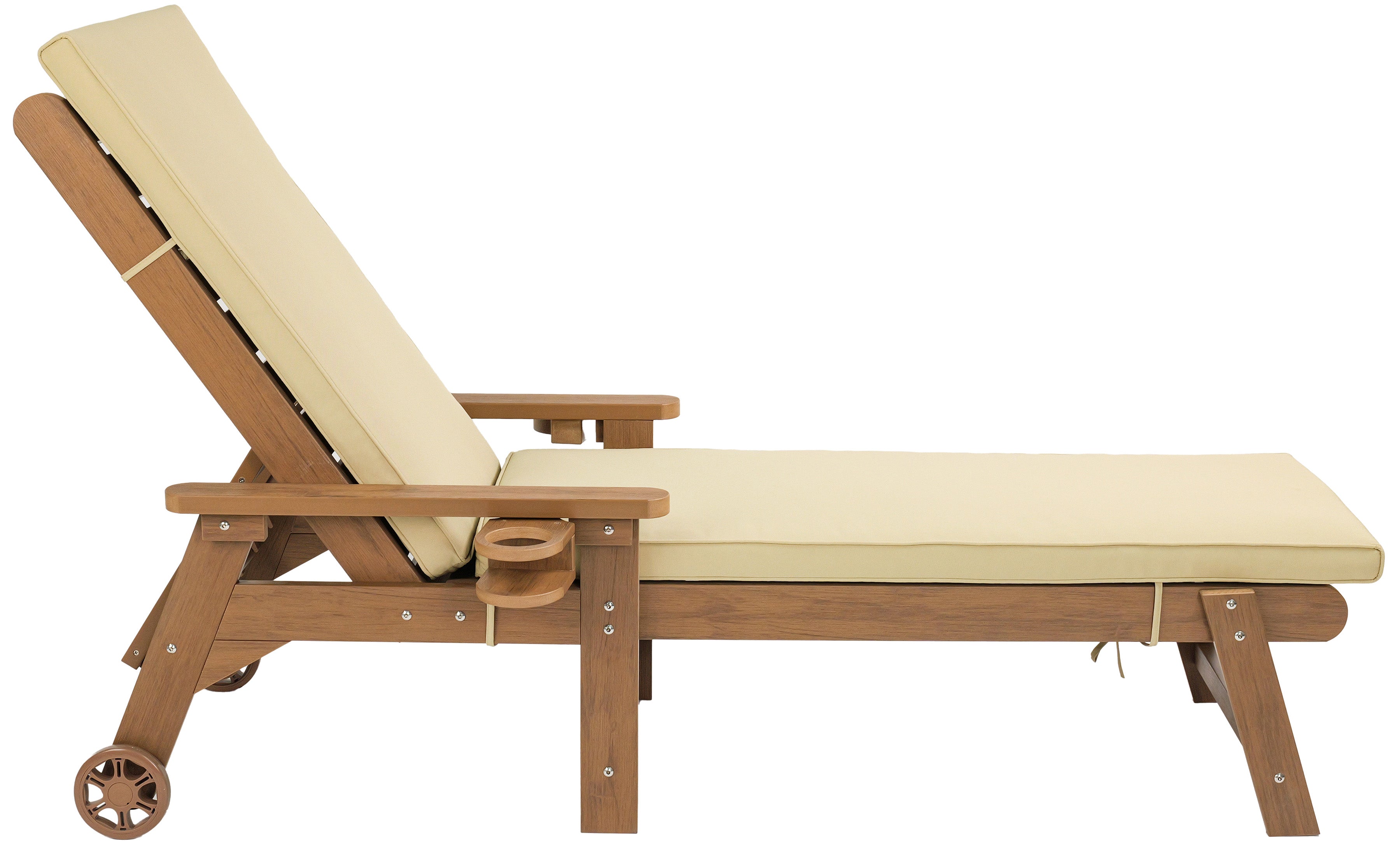 Chaise Lounge With Adjustable Back, Wheels, & Free Cushion
