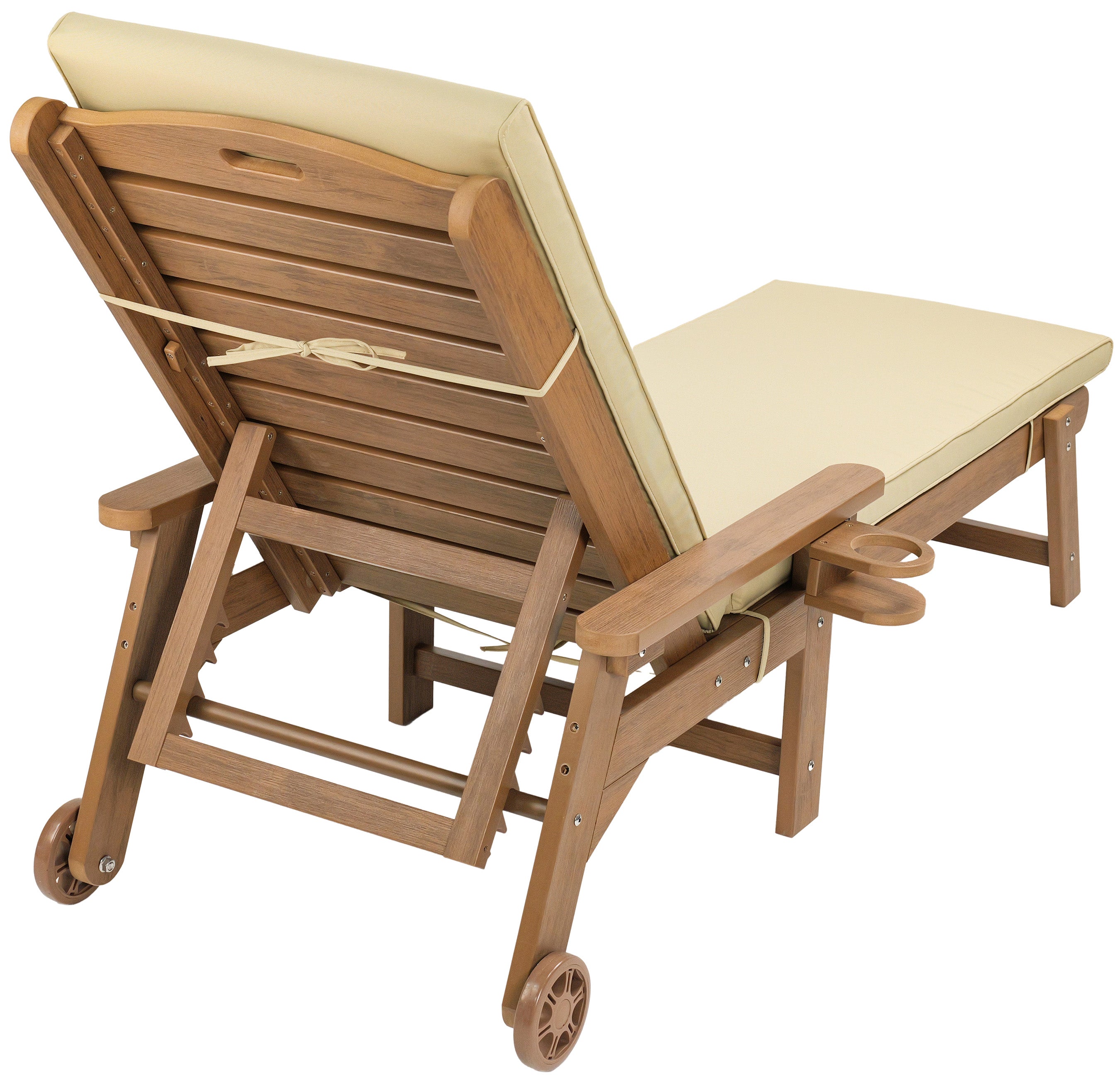 Chaise Lounge With Adjustable Back, Wheels, & Free Cushion