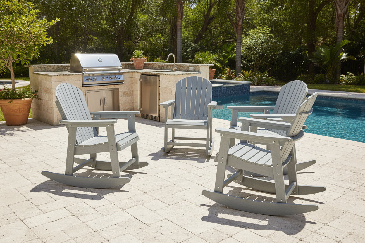 Adirondack Porch Rocker With Wine & Cup Holders