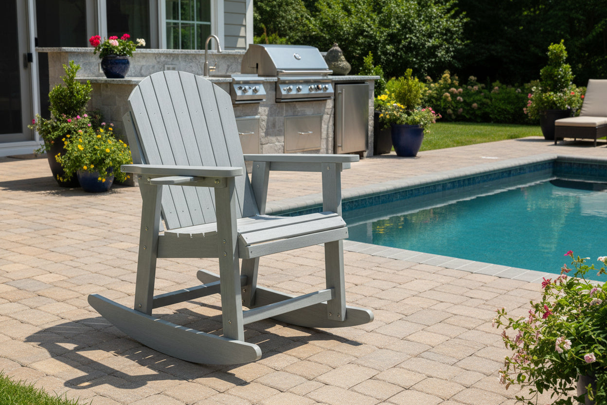 Adirondack Porch Rocker With Wine & Cup Holders