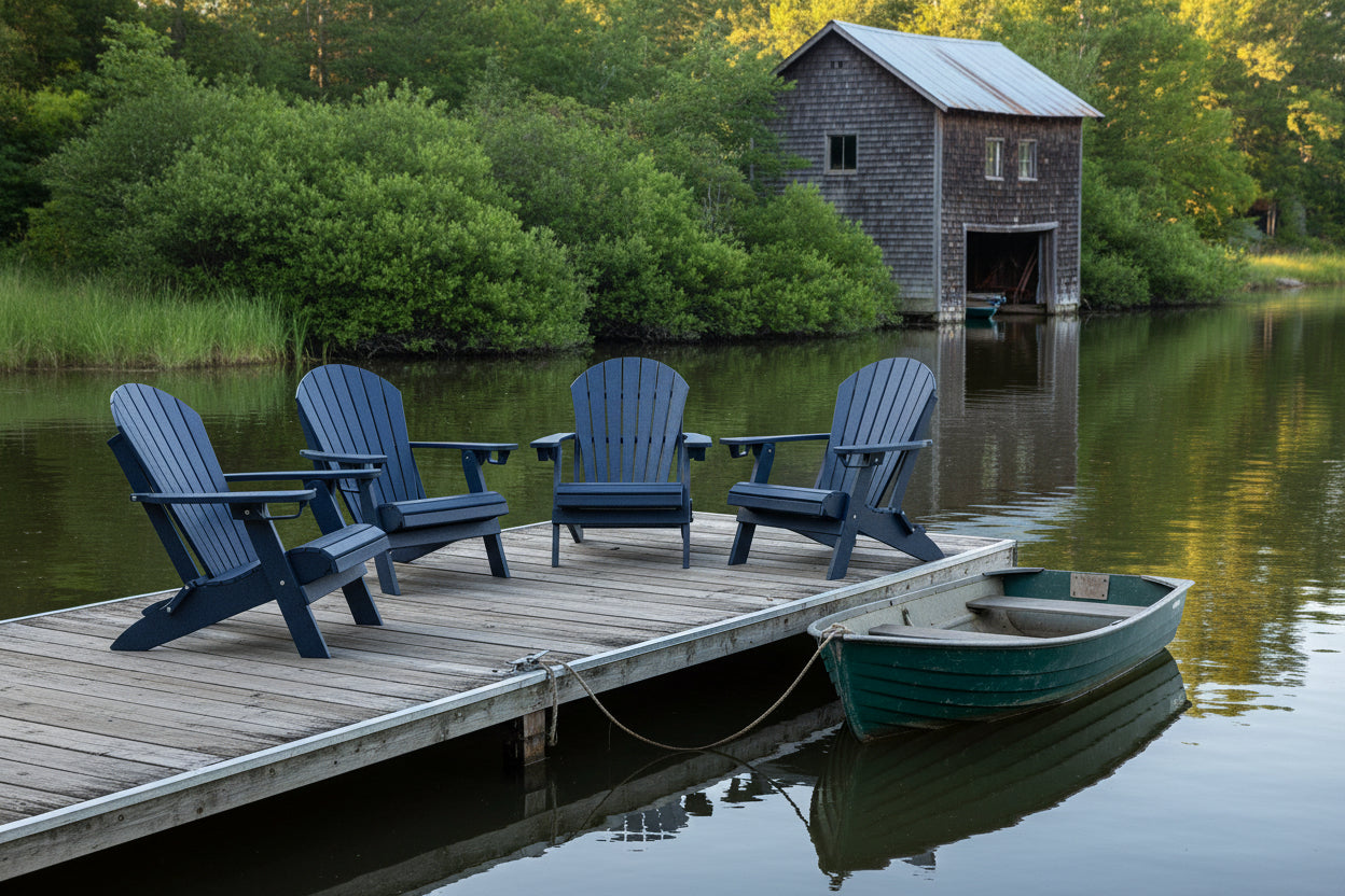 Set of 4 Folding Adirondack Chairs With Built-in Cup Holders King Size