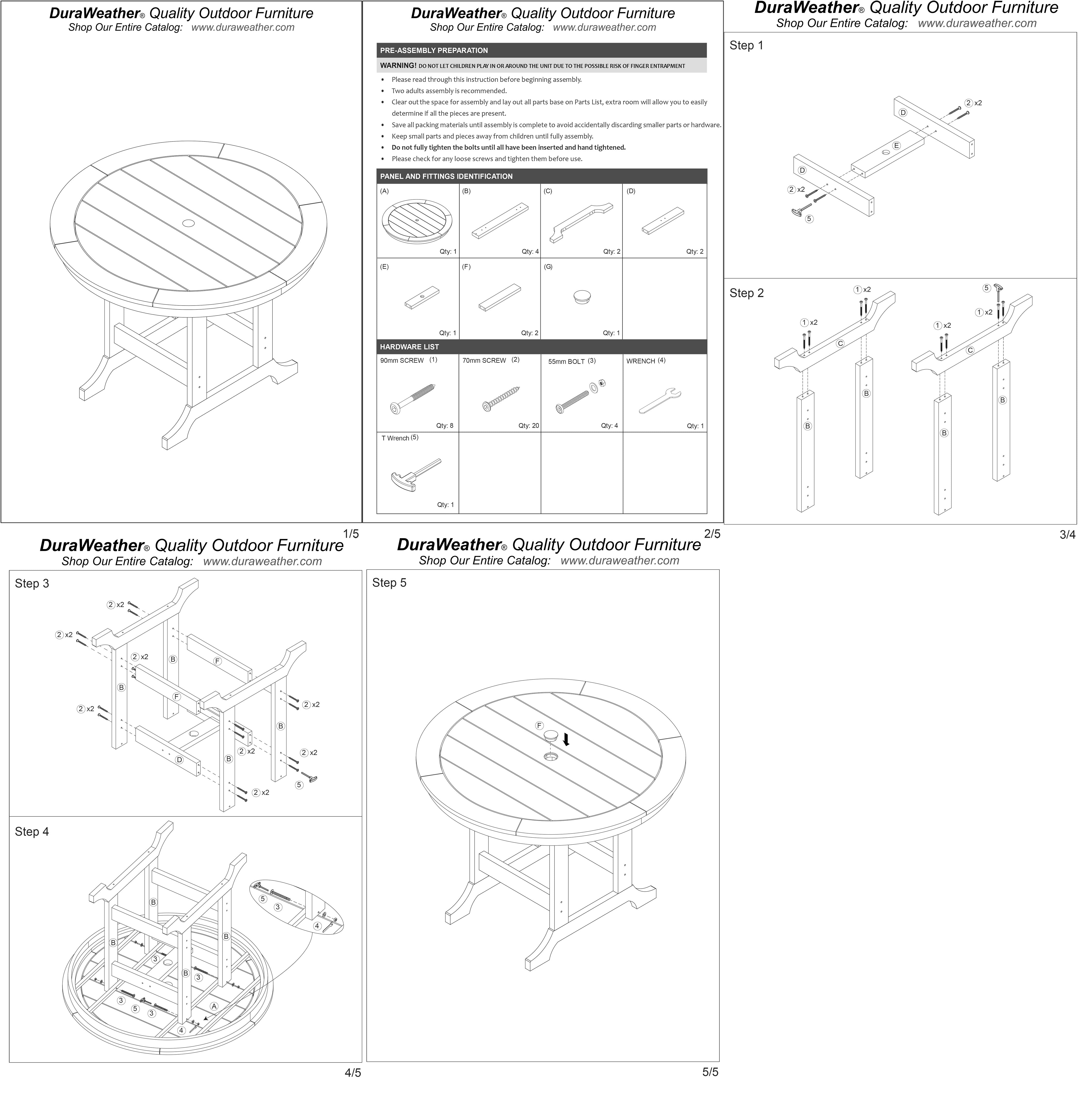 5-Piece Brookshire Counter Height Dining Table Set