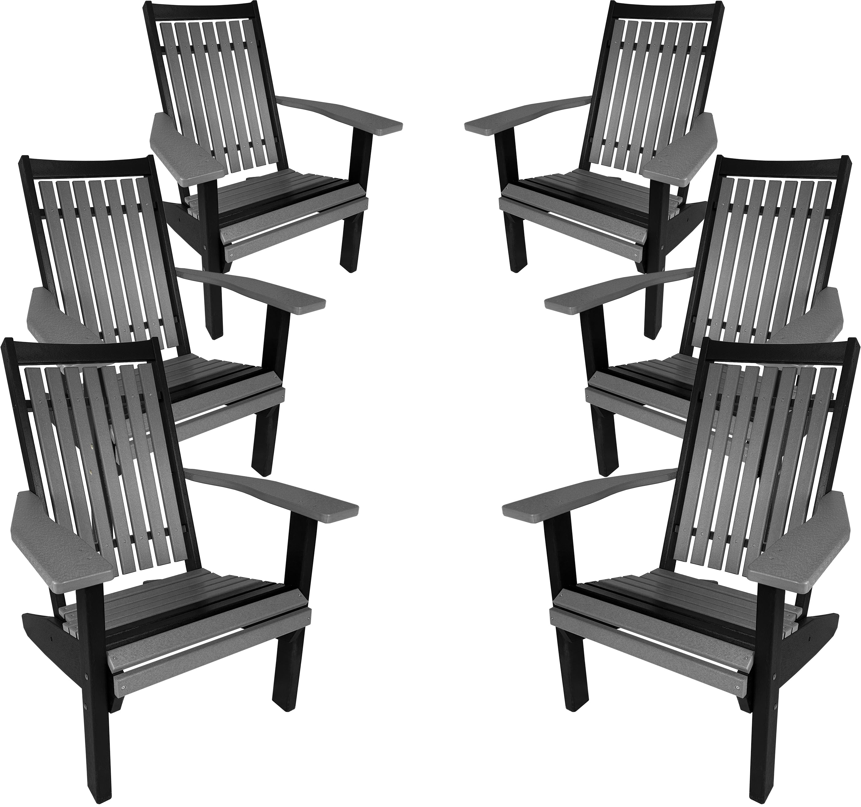 Set of 6 Stackable King Size Adirondack Chairs - New