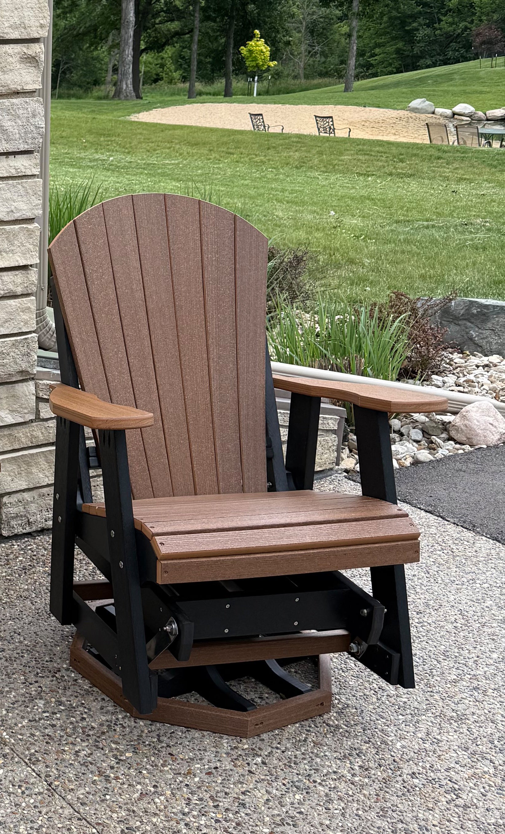 3-Piece Adirondack Swivel Gliders With Two Tier End Table