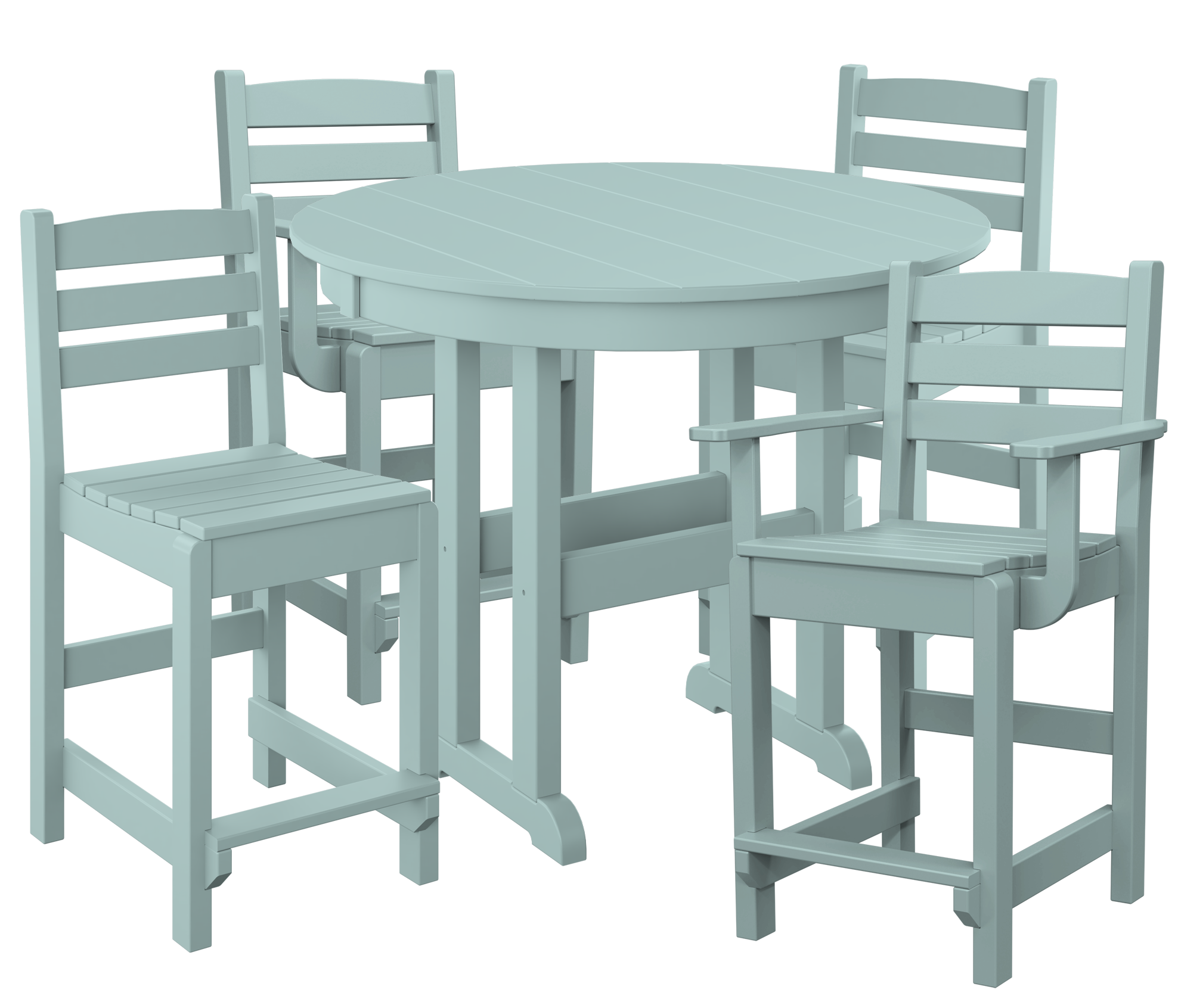 DURAWEATHER POLY® 5-Piece 38” Farmhouse Counter Set Two Side Chairs Two Arm Chairs