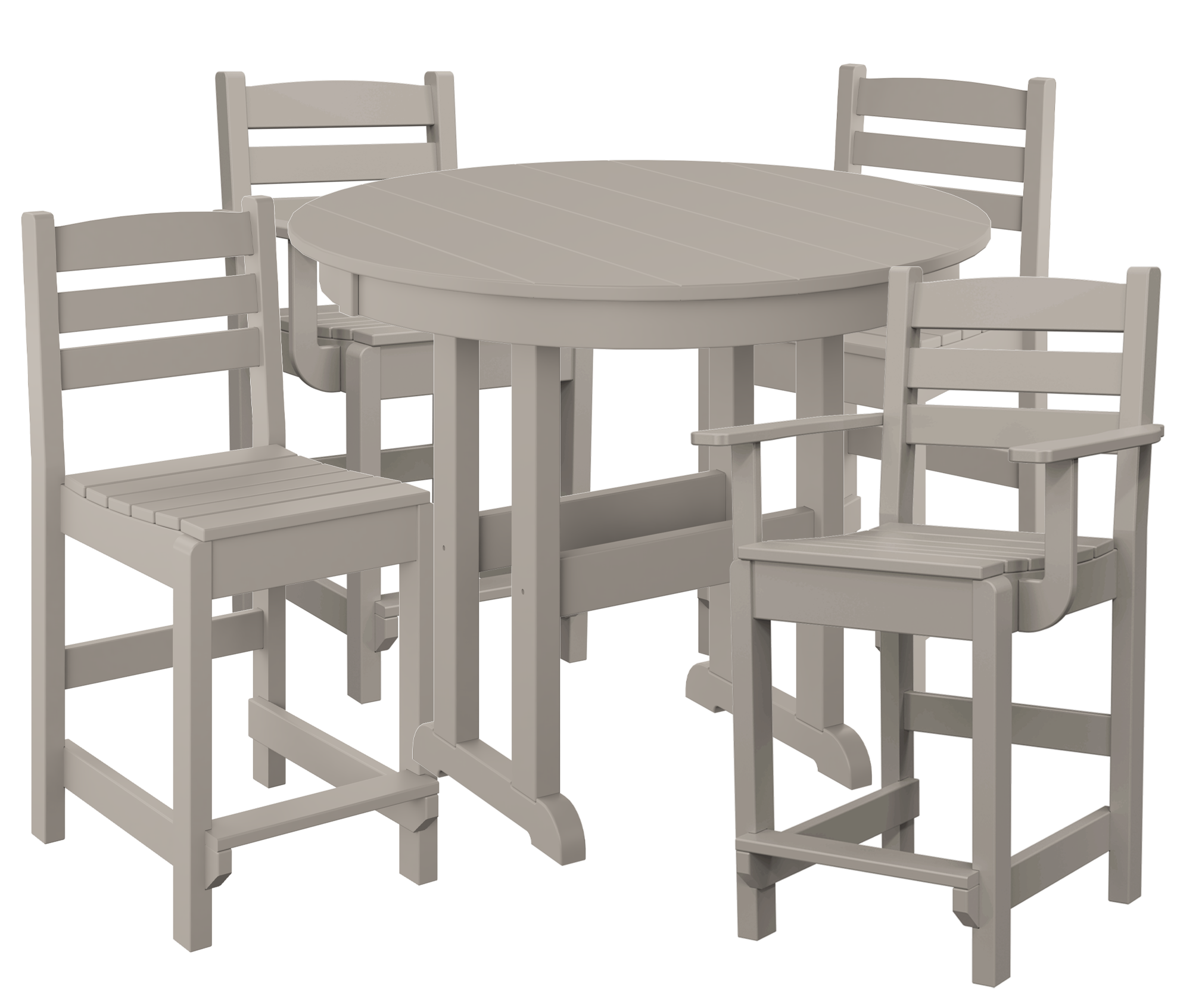 DURAWEATHER POLY® 5-Piece 38” Farmhouse Counter Set Two Side Chairs Two Arm Chairs