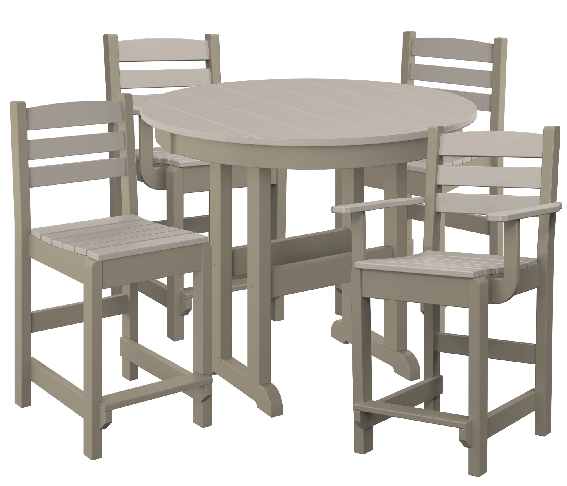 DURAWEATHER POLY® 5-Piece 38” Farmhouse Counter Set Two Side Chairs Two Arm Chairs