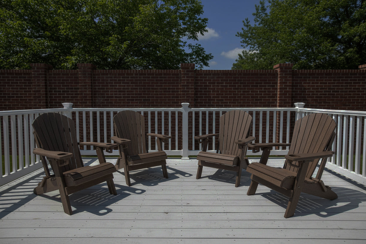 Set of 4 Folding Adirondack Chairs With Built-in Cup Holders King Size