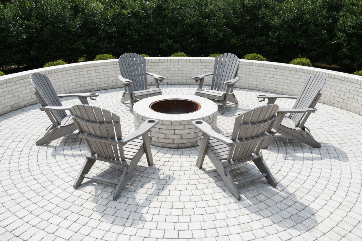 Set of 6 Folding Adirondack Chairs With Built-in Cup Holders King-Size