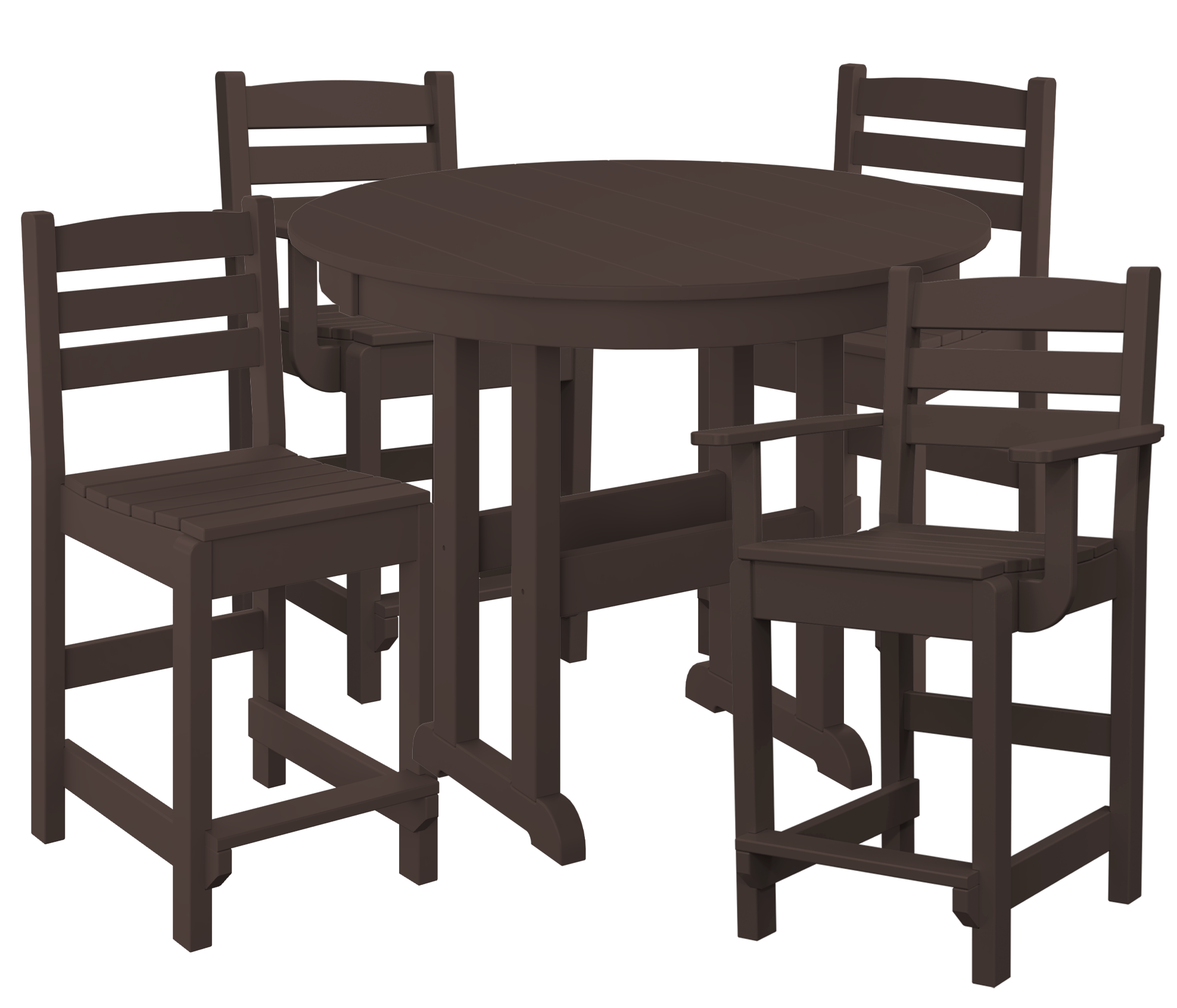 DURAWEATHER POLY® 5-Piece 38” Farmhouse Counter Set Two Side Chairs Two Arm Chairs