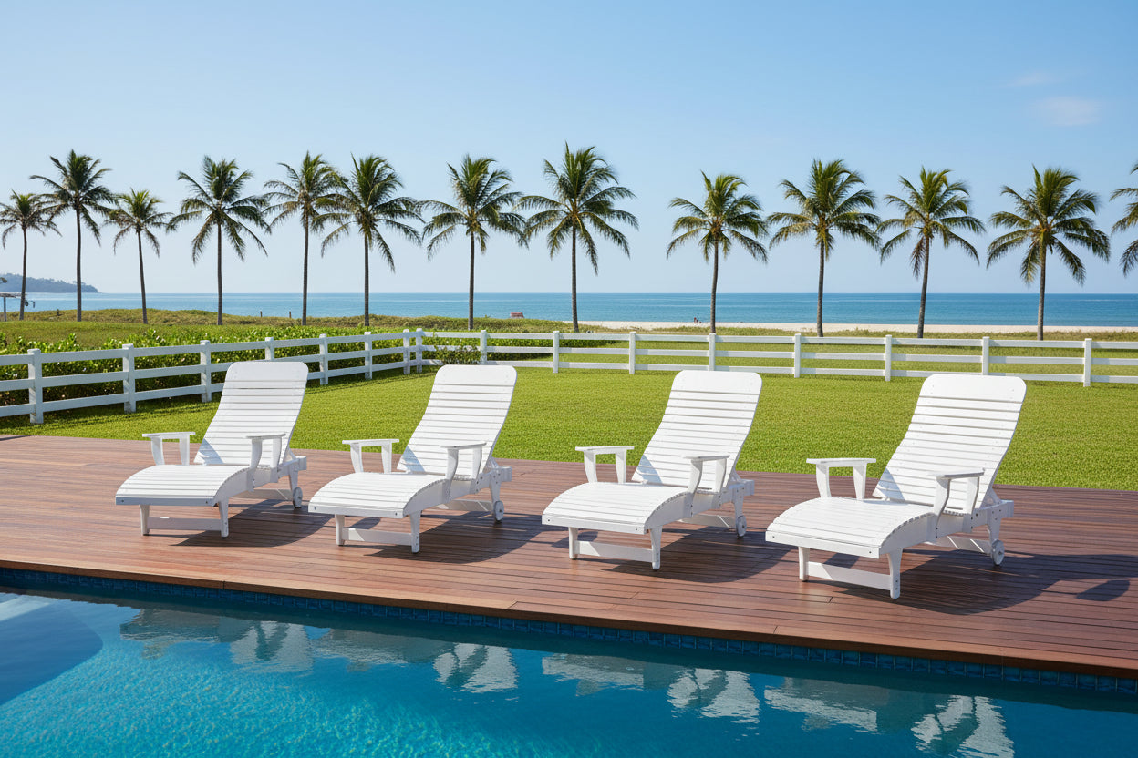 Traditional Chaise Lounge With Wheels And Adjustable Back