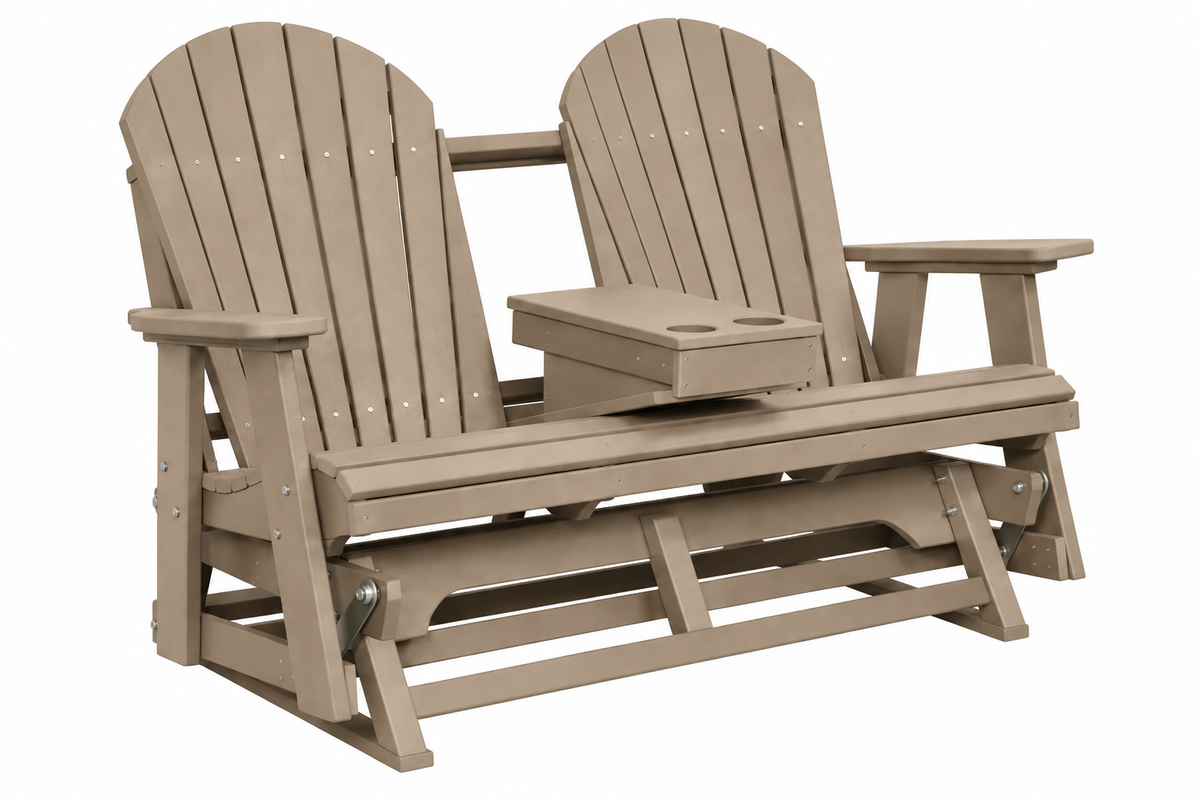 Adirondack 5'ft Glider With Flip-Down Console with Cupholders