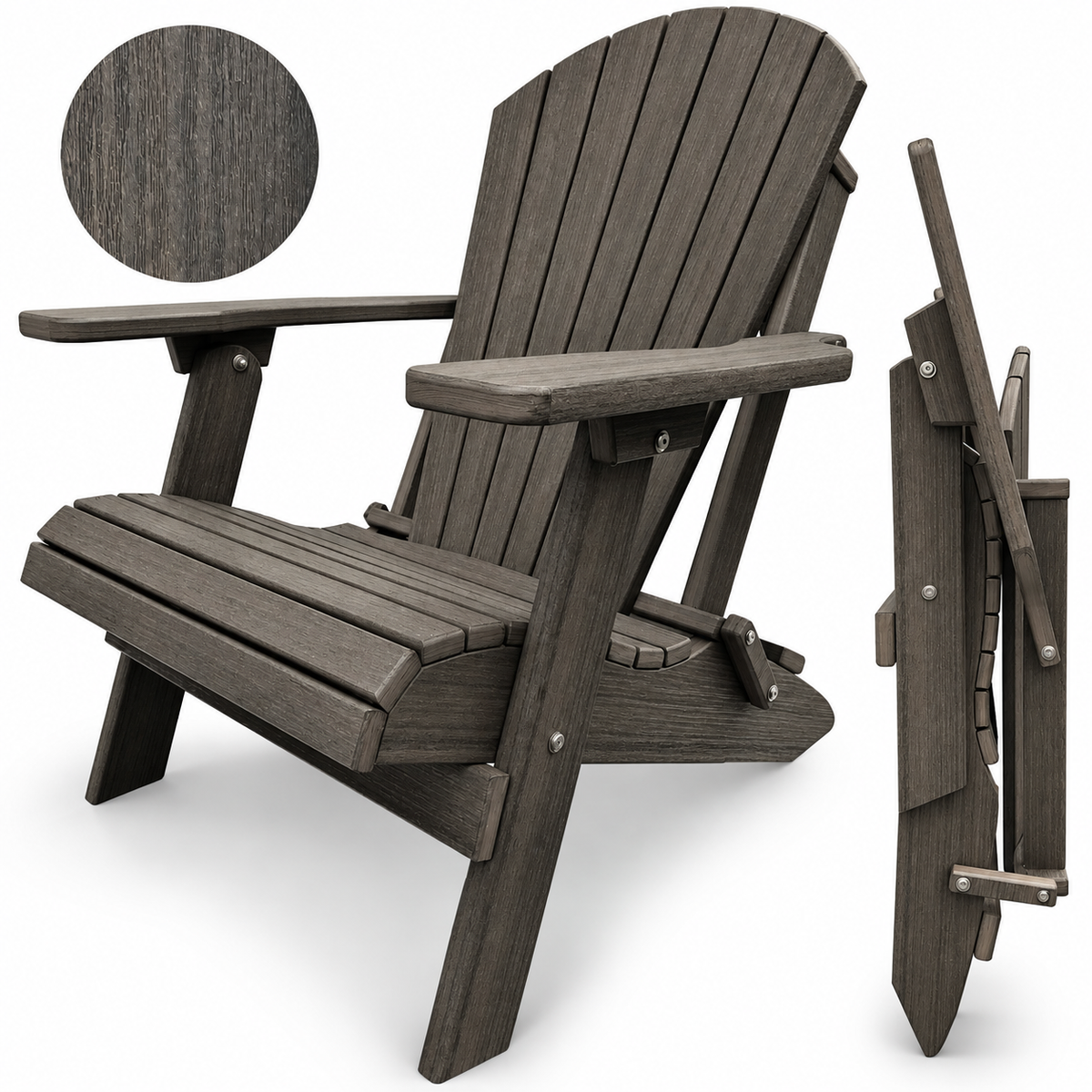 Set of 8 Folding Adirondack Chairs King-Size
