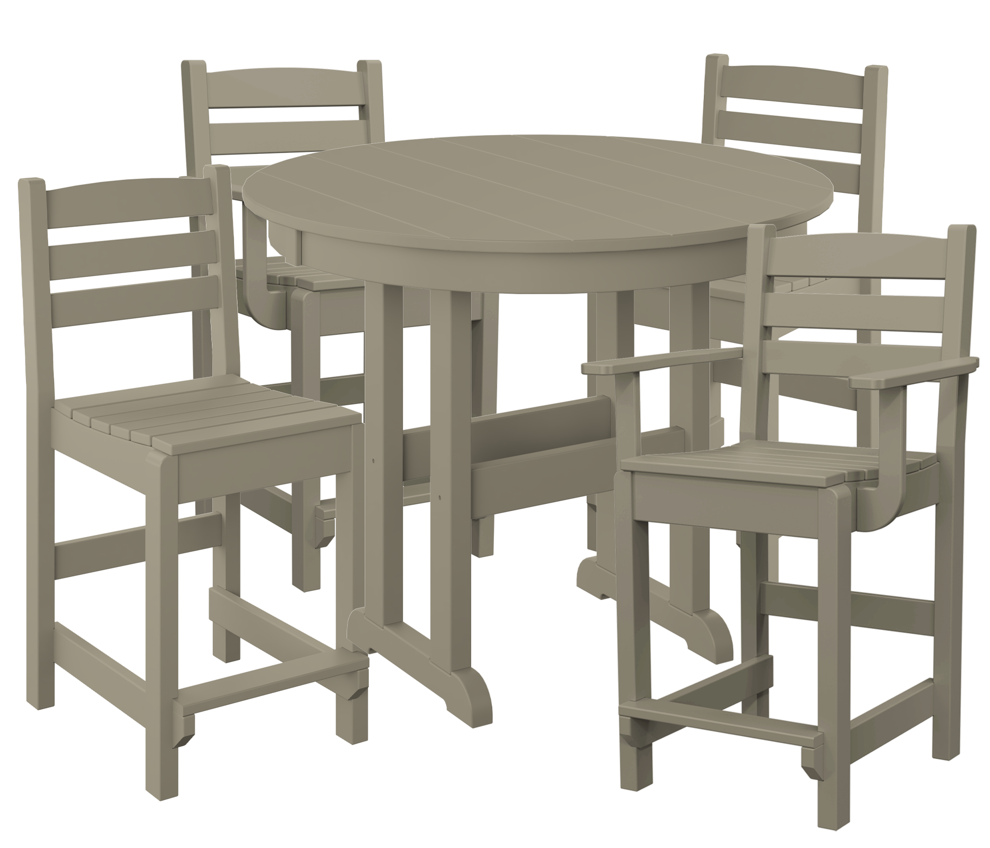 DURAWEATHER POLY® 5-Piece 38” Farmhouse Counter Set Two Side Chairs Two Arm Chairs