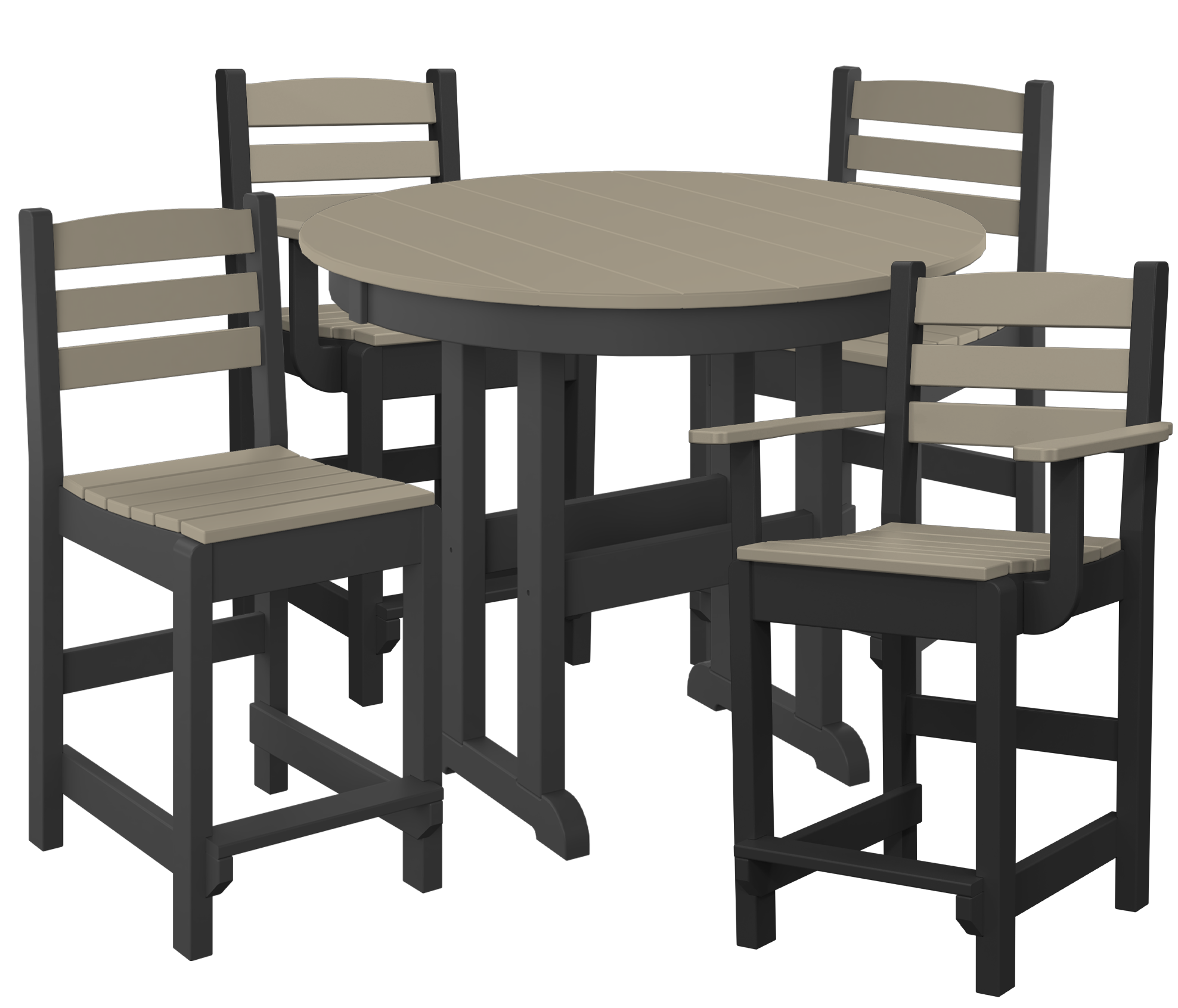 DURAWEATHER POLY® 5-Piece 38” Farmhouse Counter Set Two Side Chairs Two Arm Chairs