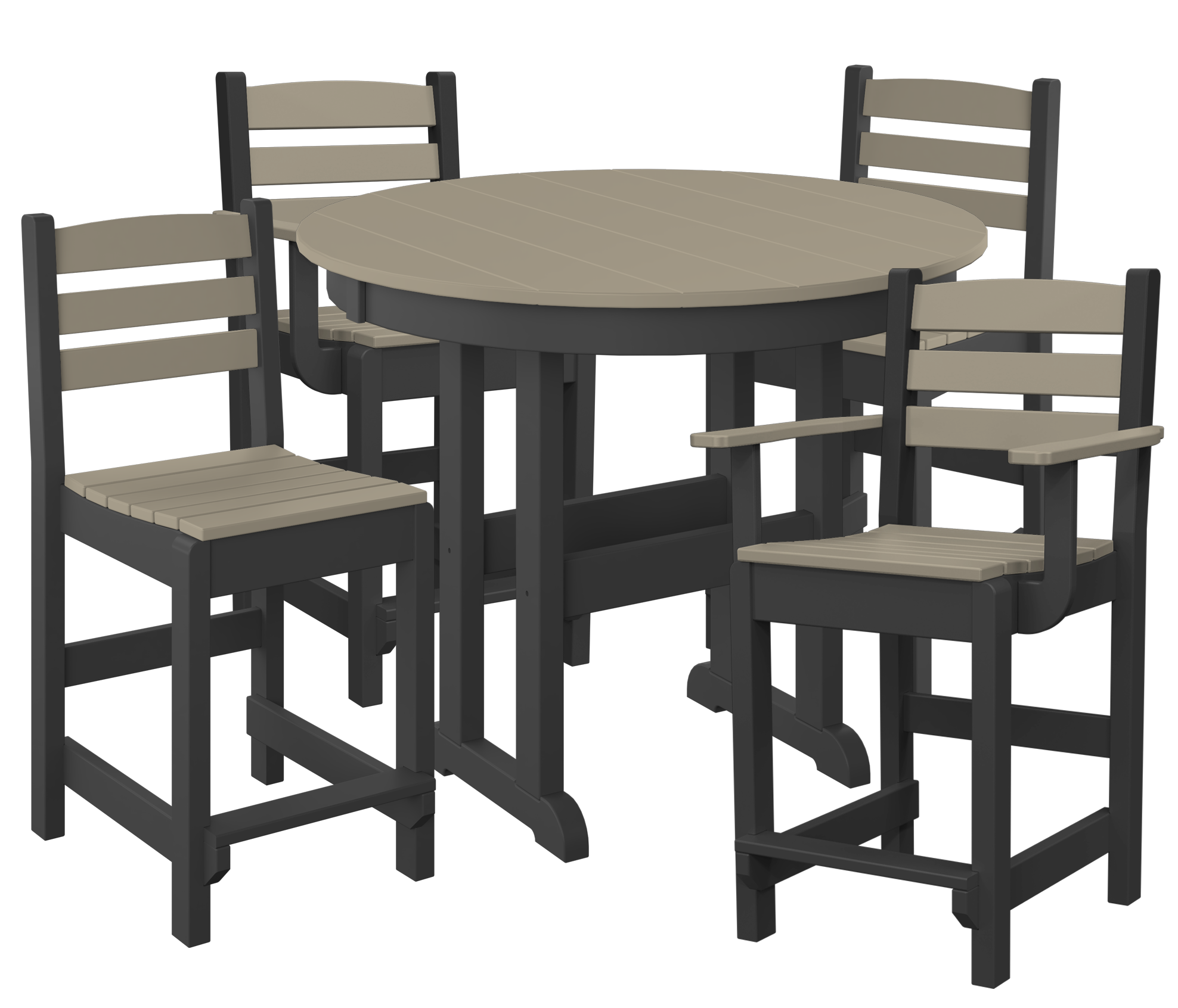 DURAWEATHER POLY® 5-Piece 38” Farmhouse Counter Set Two Side Chairs Two Arm Chairs