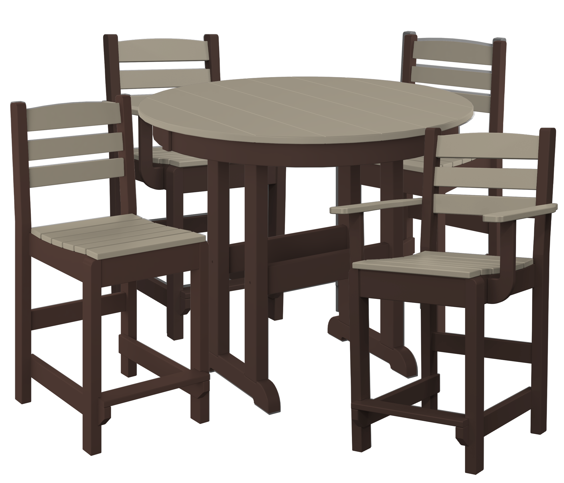 DURAWEATHER POLY® 5-Piece 38” Farmhouse Counter Set Two Side Chairs Two Arm Chairs