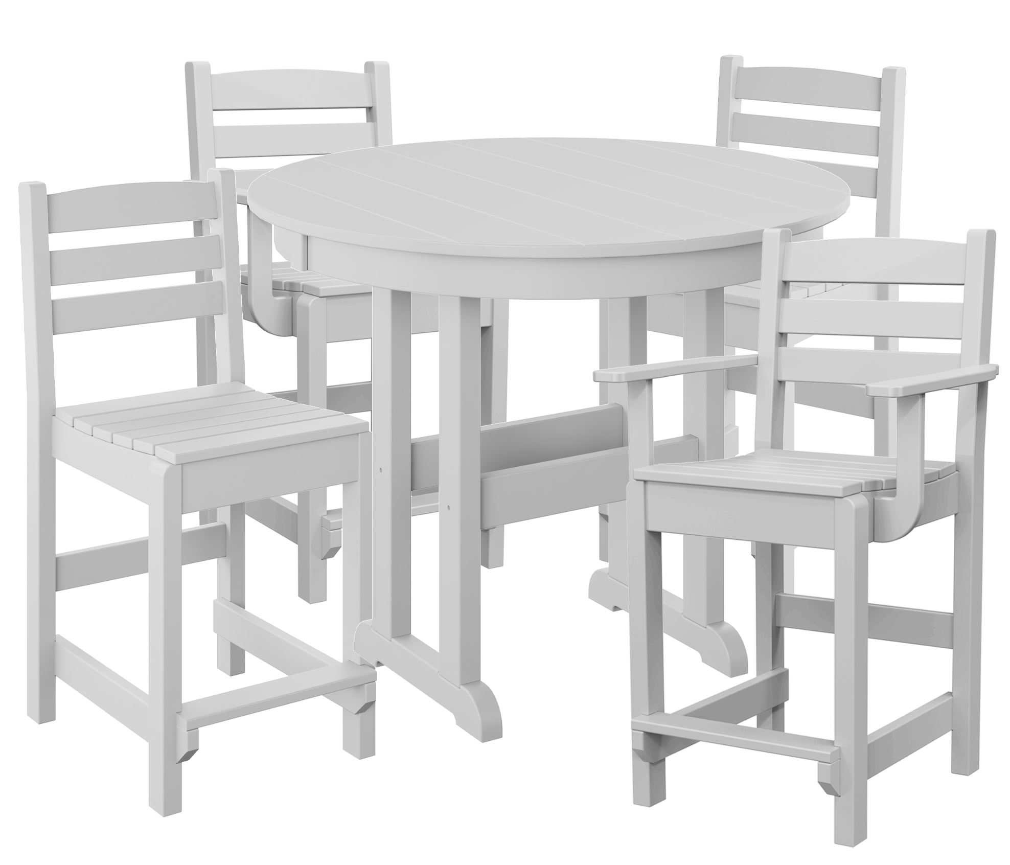 DURAWEATHER POLY® 5-Piece 38” Farmhouse Counter Set Two Side Chairs Two Arm Chairs