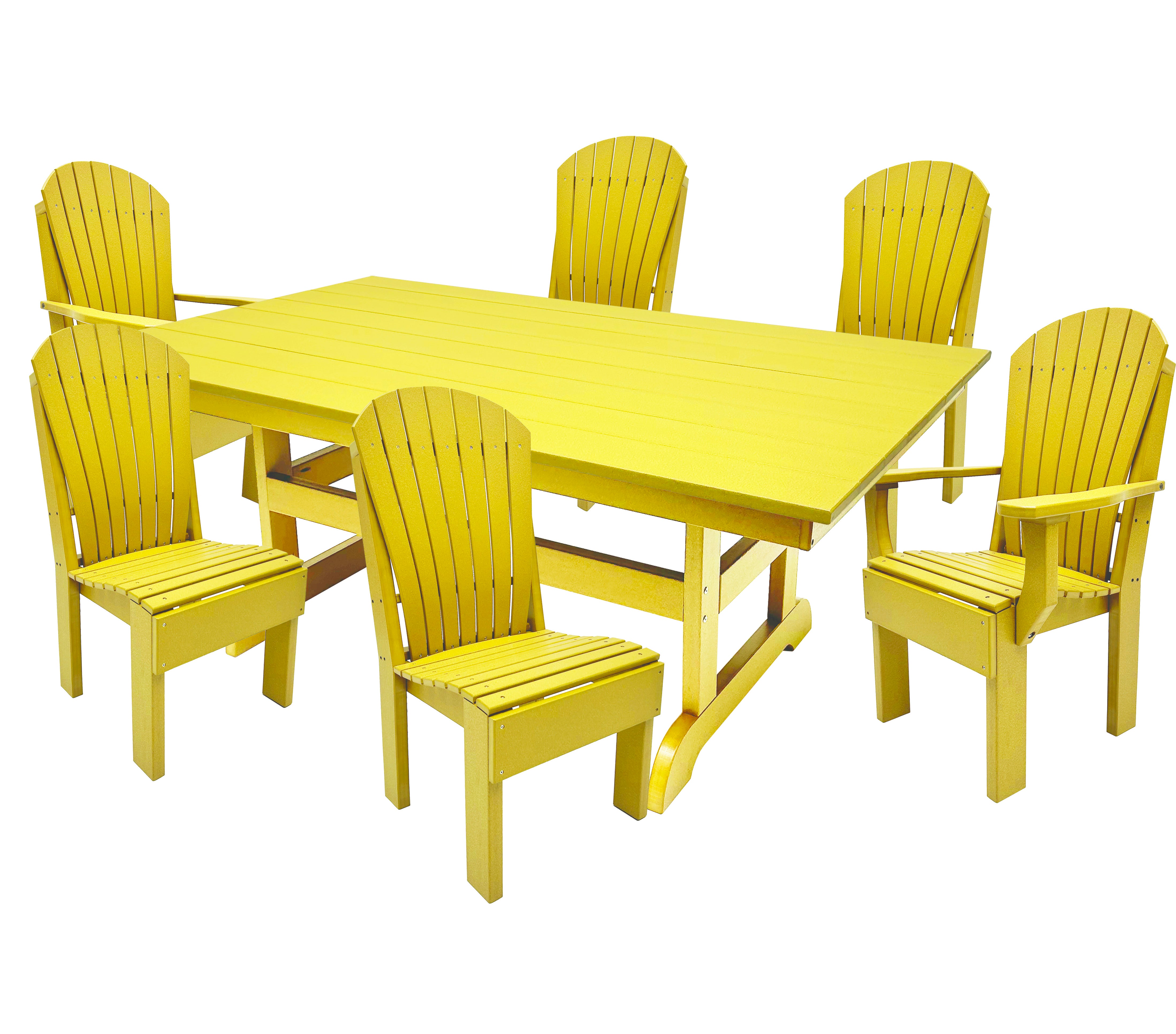 7-Piece Farmhouse Adirondack Dining Table Set With 2 Arm Chairs And 4 Side Chairs