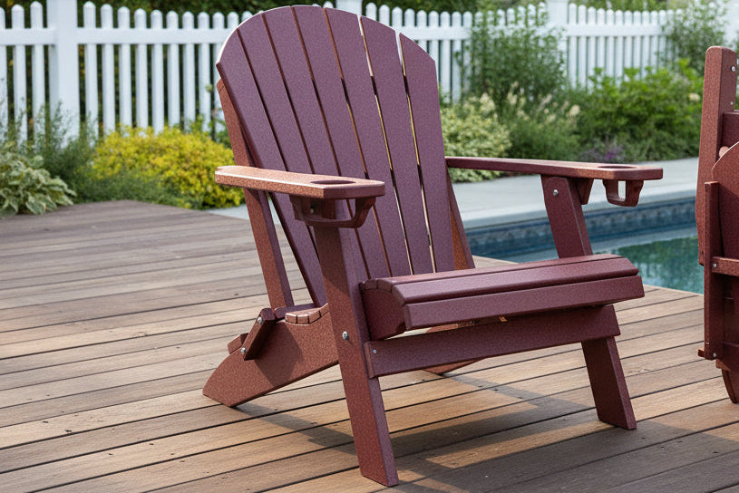 DuraWeather Poly® Premium King Size Folding Adirondack Chair with Built-in Cup Holders