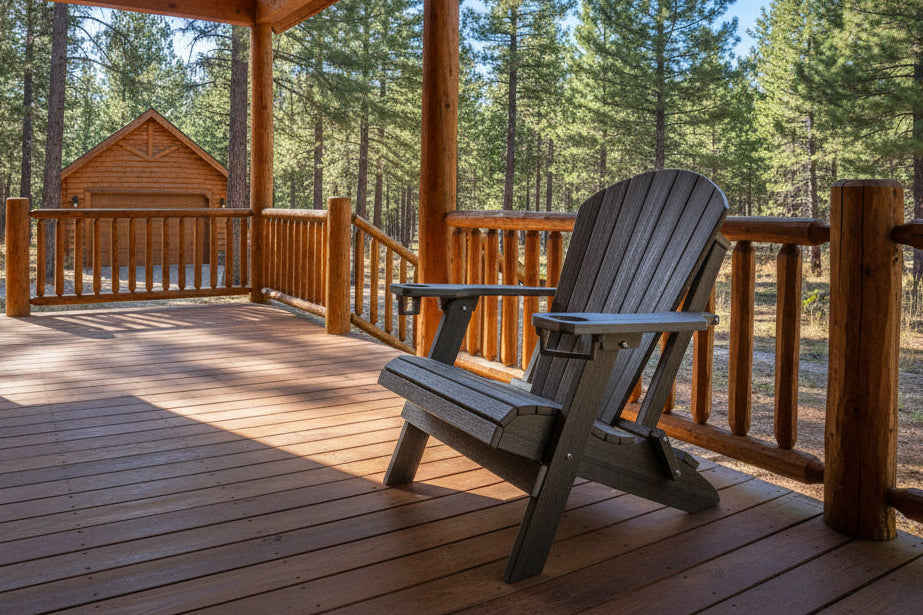 DuraWeather Poly® Premium King Size Folding Adirondack Chair with Built-in Cup Holders