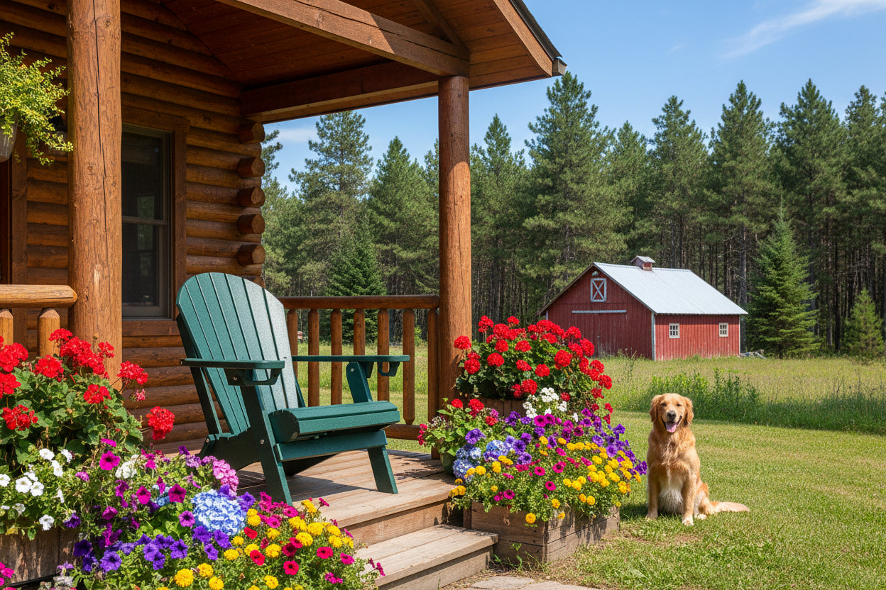 DuraWeather Poly® Premium King Size Folding Adirondack Chair with Built-in Cup Holders
