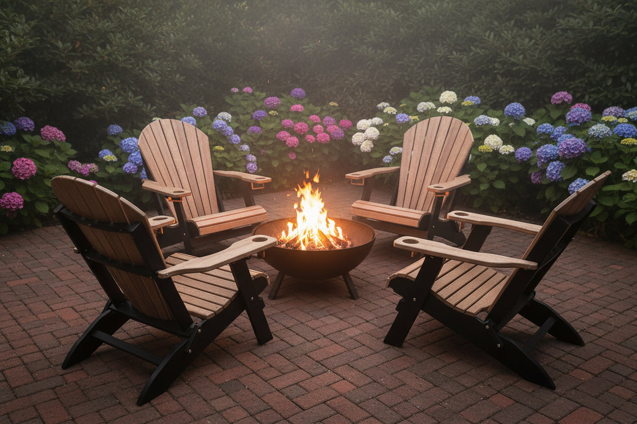 Set of 4 Folding Adirondack Chairs With Built-in Cup Holders King Size