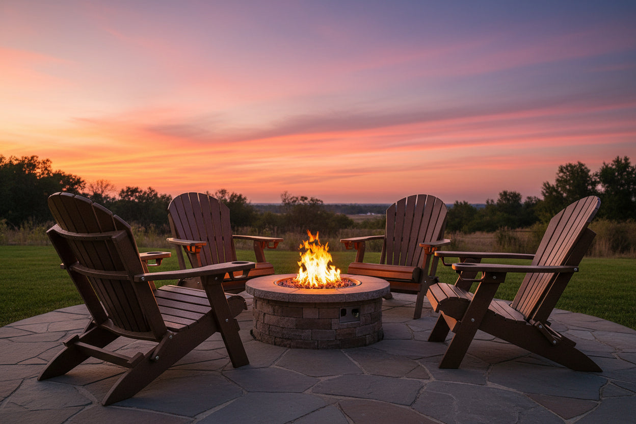 Set of 4 Folding Adirondack Chairs With Built-in Cup Holders King Size