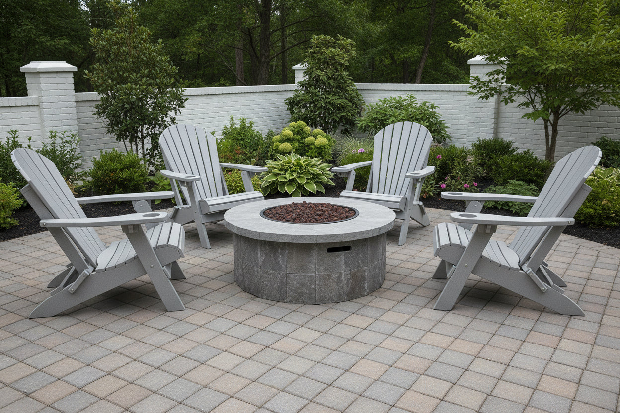 Set of 4 Folding Adirondack Chairs With Built-in Cup Holders King Size