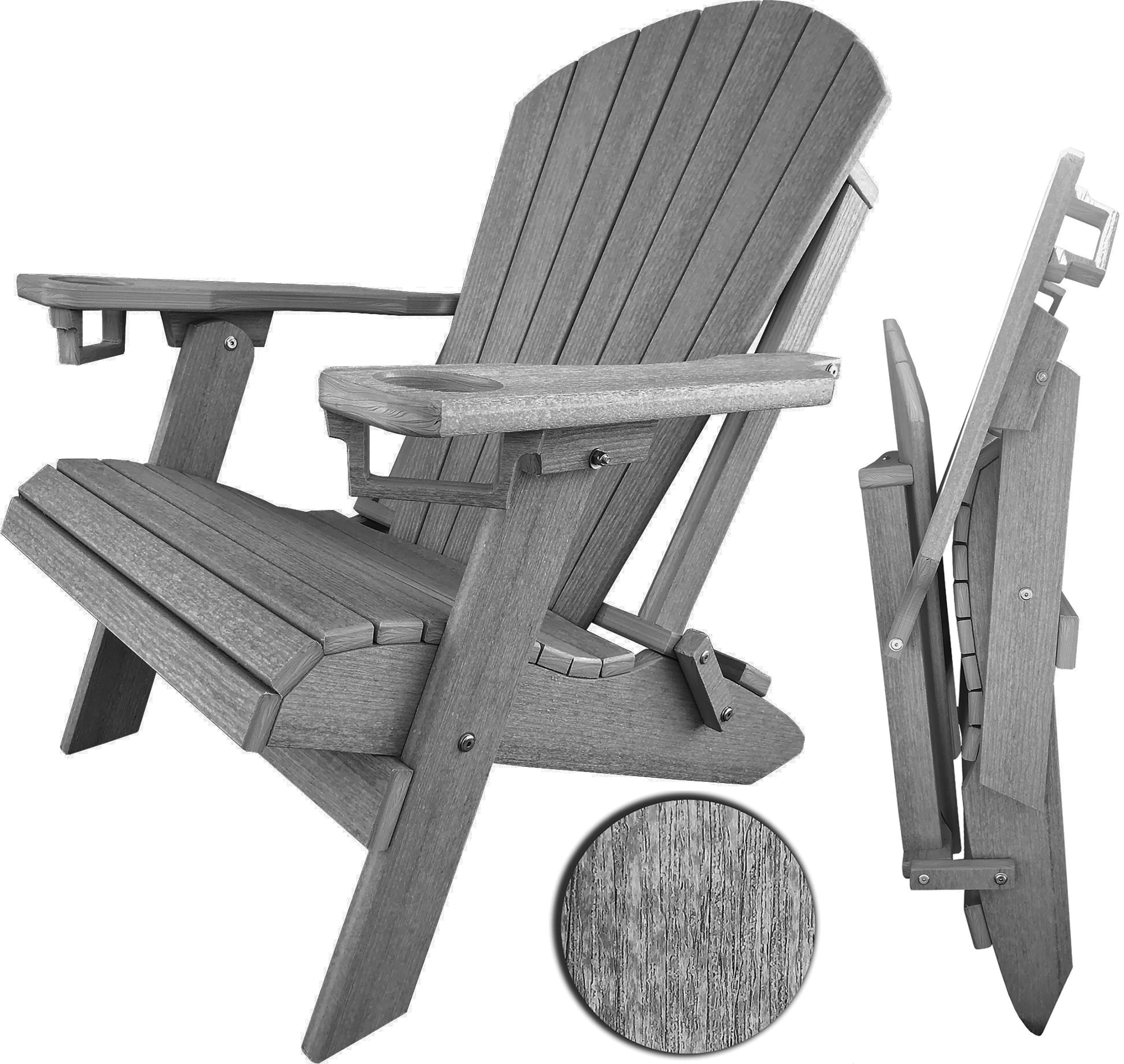 Set of 4 Folding Adirondack Chairs With Built-in Cup Holders King Size