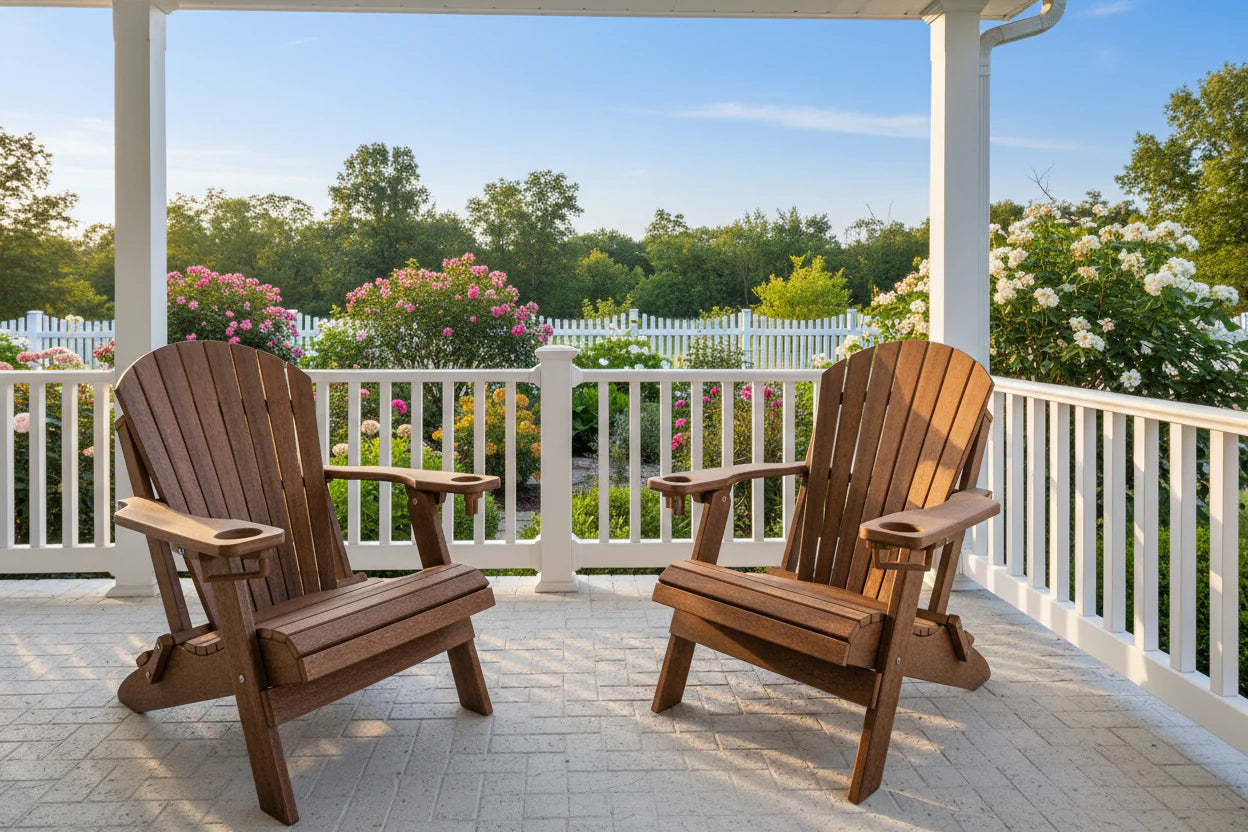 DuraWeather Poly® Premium King Size Folding Adirondack Chair with Built-in Cup Holders