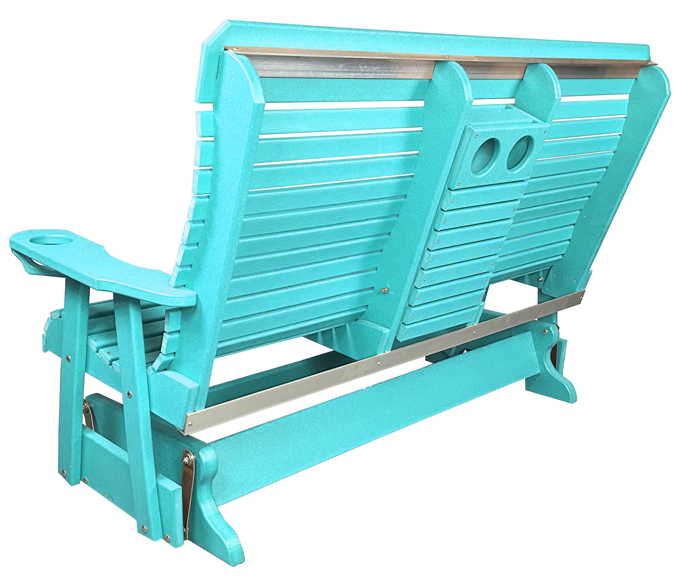 5’ft Rolled Back Loveseat Glider With Fold Down Console
