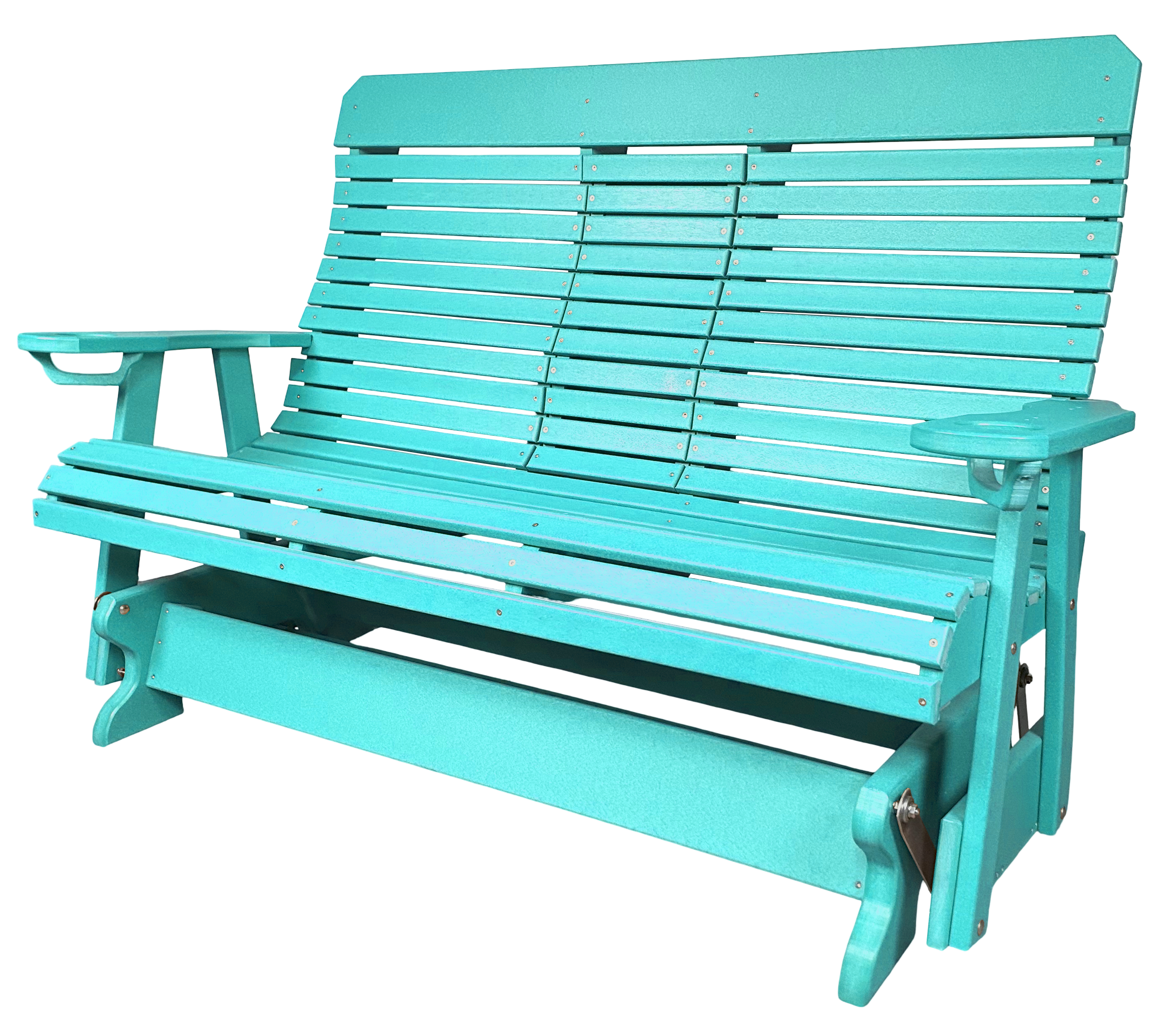 5’ft Rolled Back Loveseat Glider With Fold Down Console