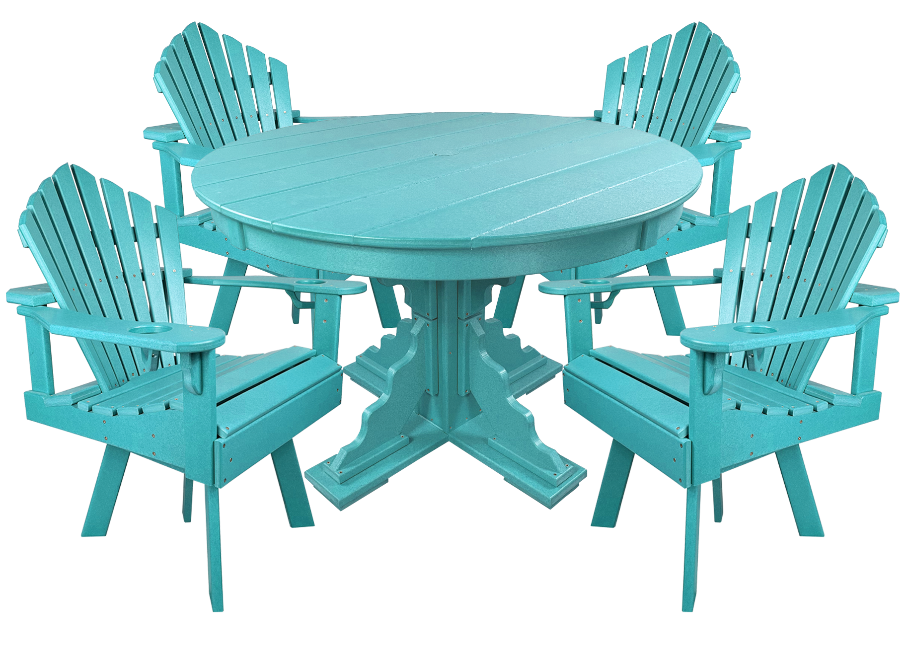5-Piece 44”rd. Bridgewater Swivel Dining Set With Built In Cupholders
