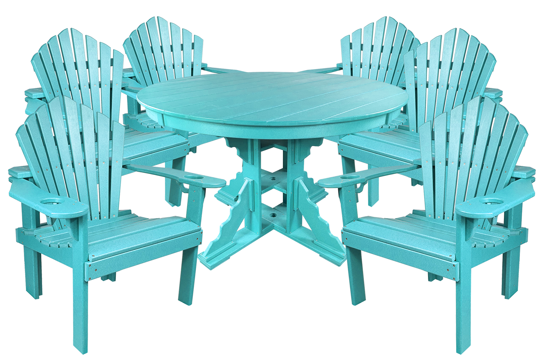 7-Piece 60”rd. Bridgewater Dining Set With Built In Cupholders