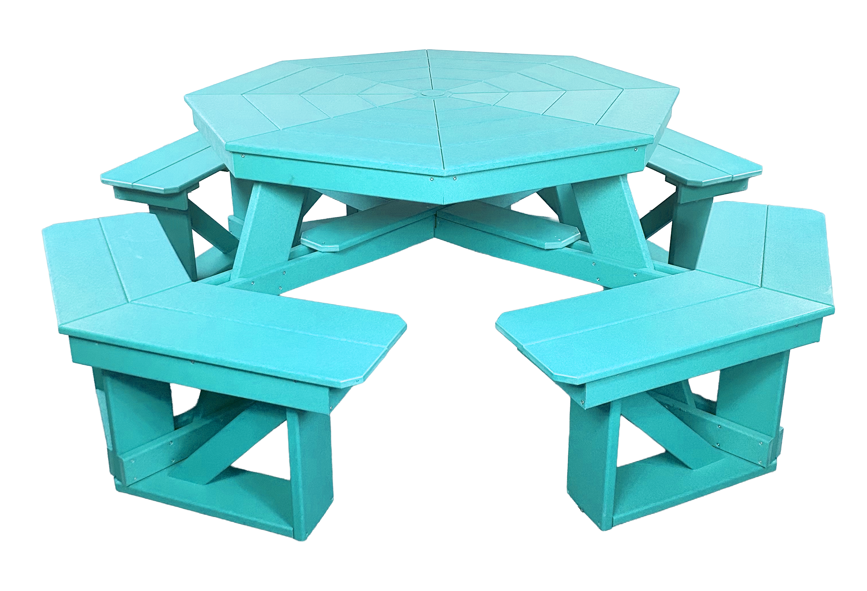 8-Person Hillside Octagon Table With Umbrella Hole & Plug