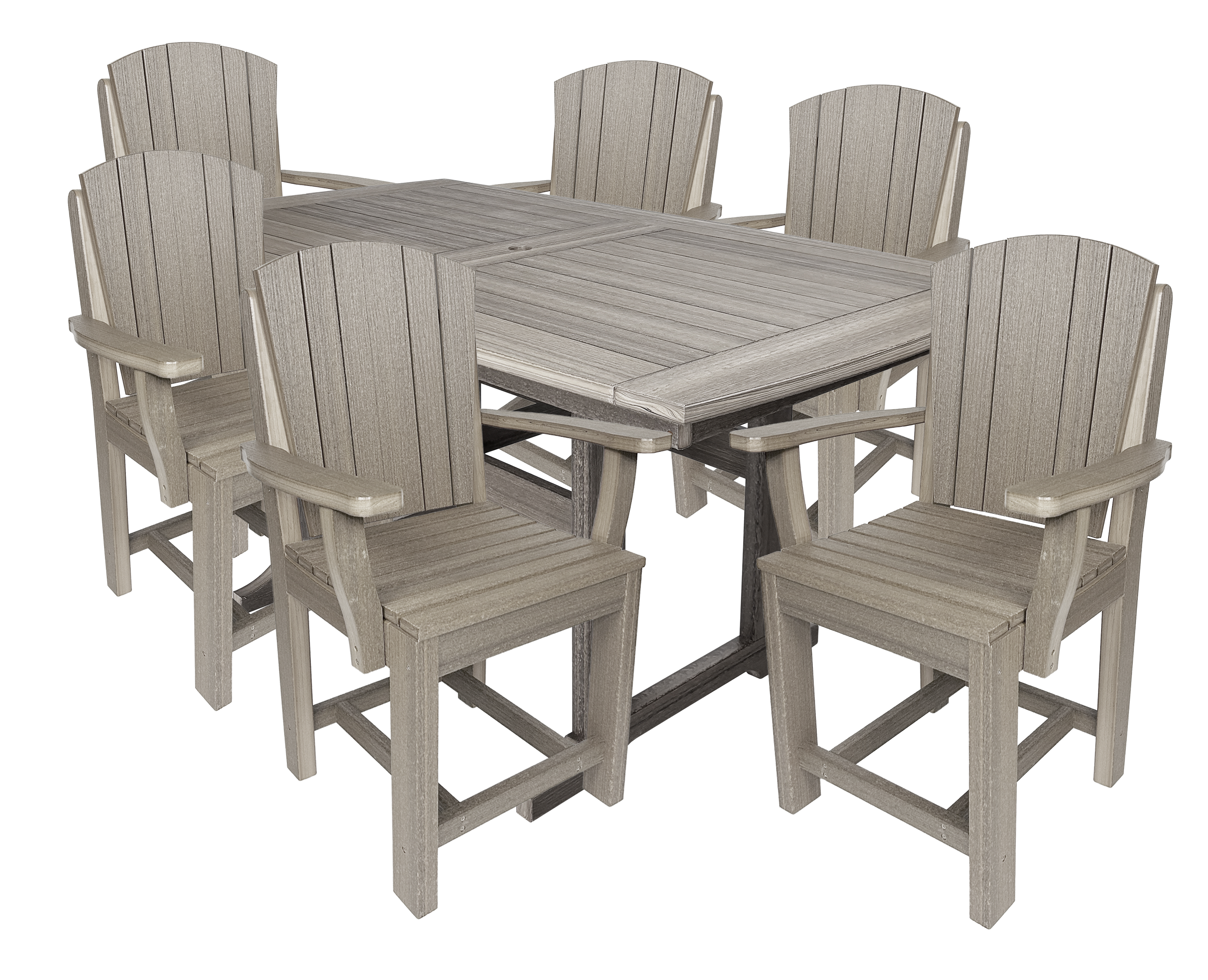 7-Piece Plantation Dining Set With 6 Arm Chairs