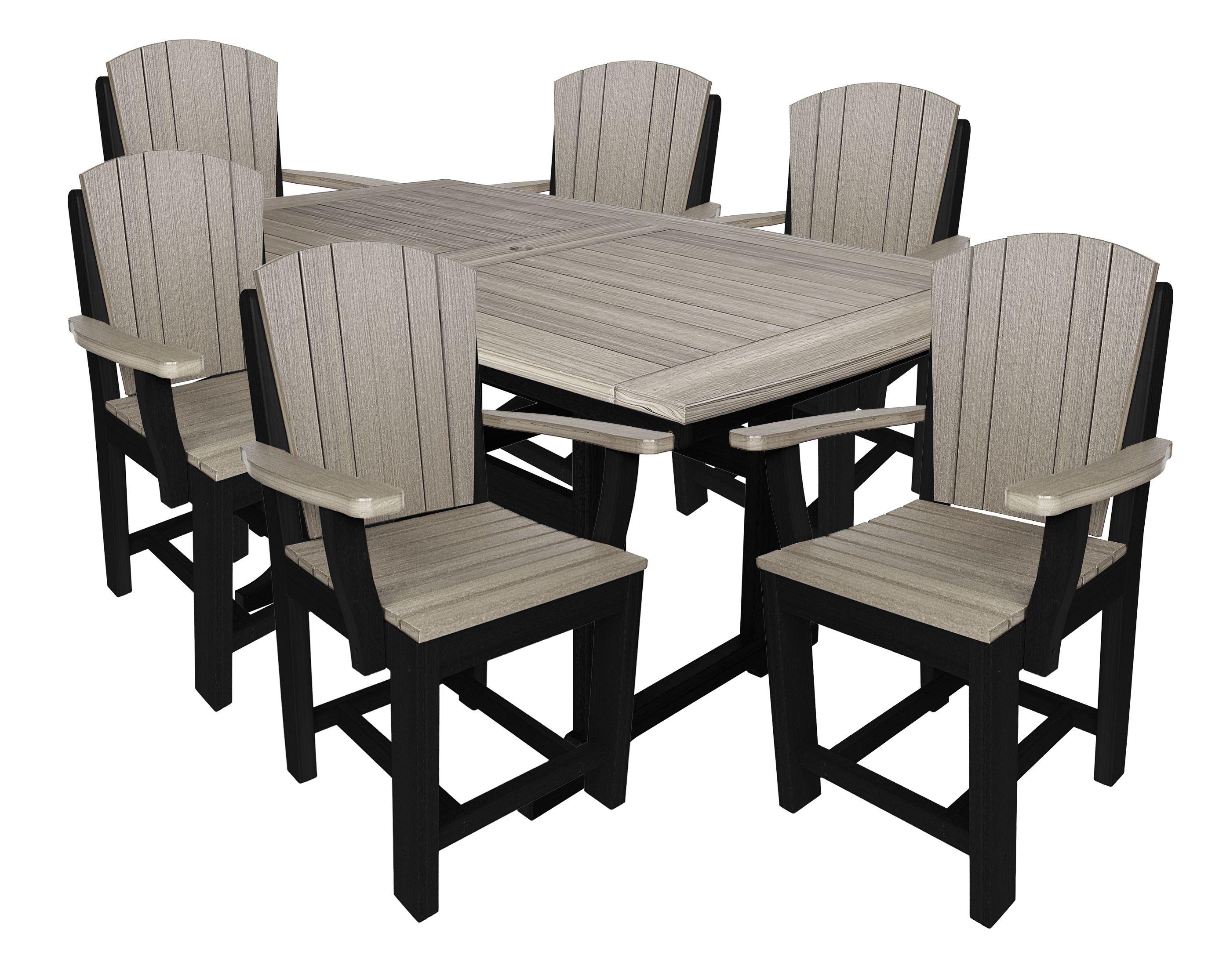 7-Piece Plantation Dining Set With 6 Arm Chairs