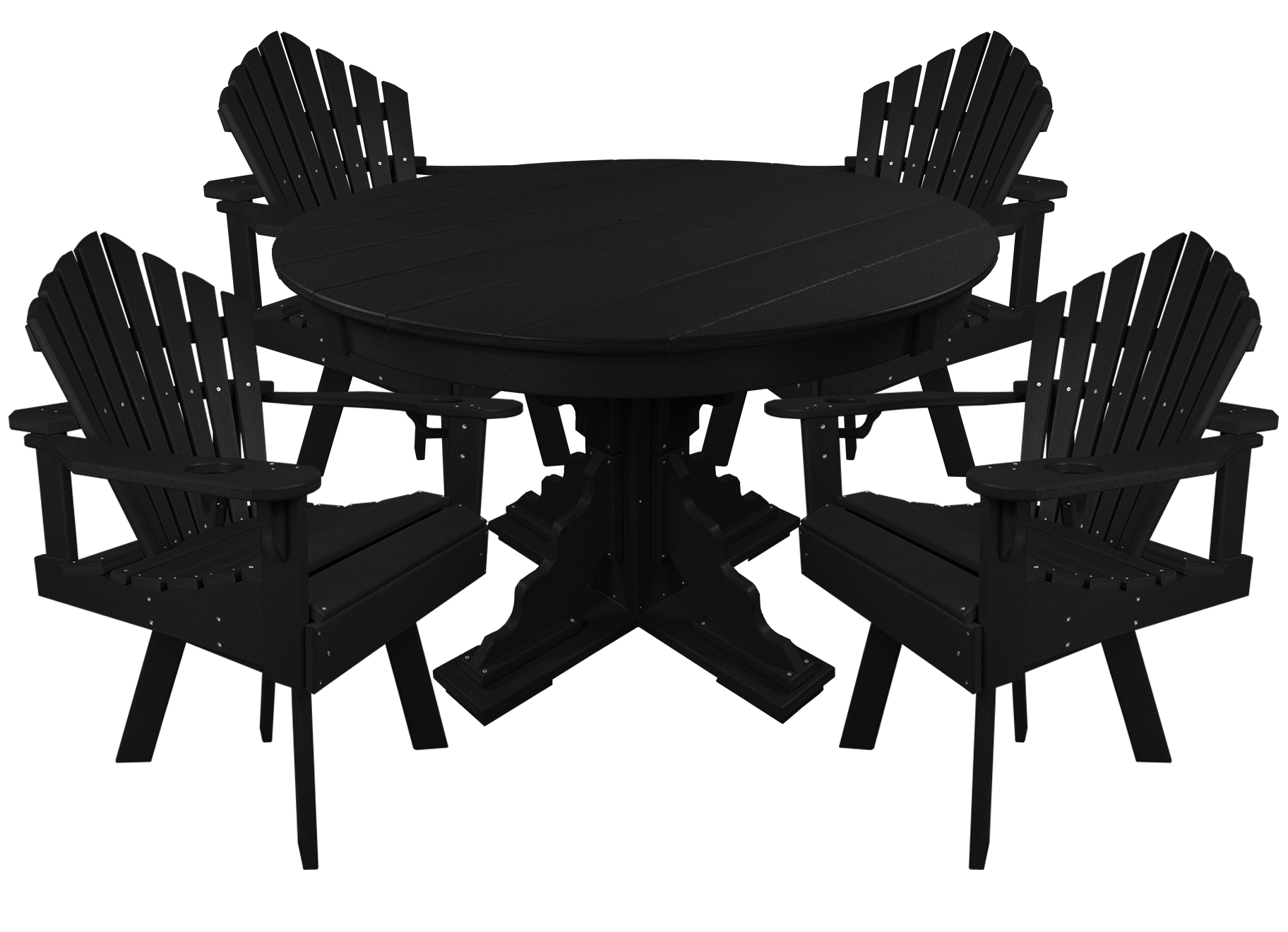 5-Piece 44”rd. Bridgewater Swivel Dining Set With Built In Cupholders