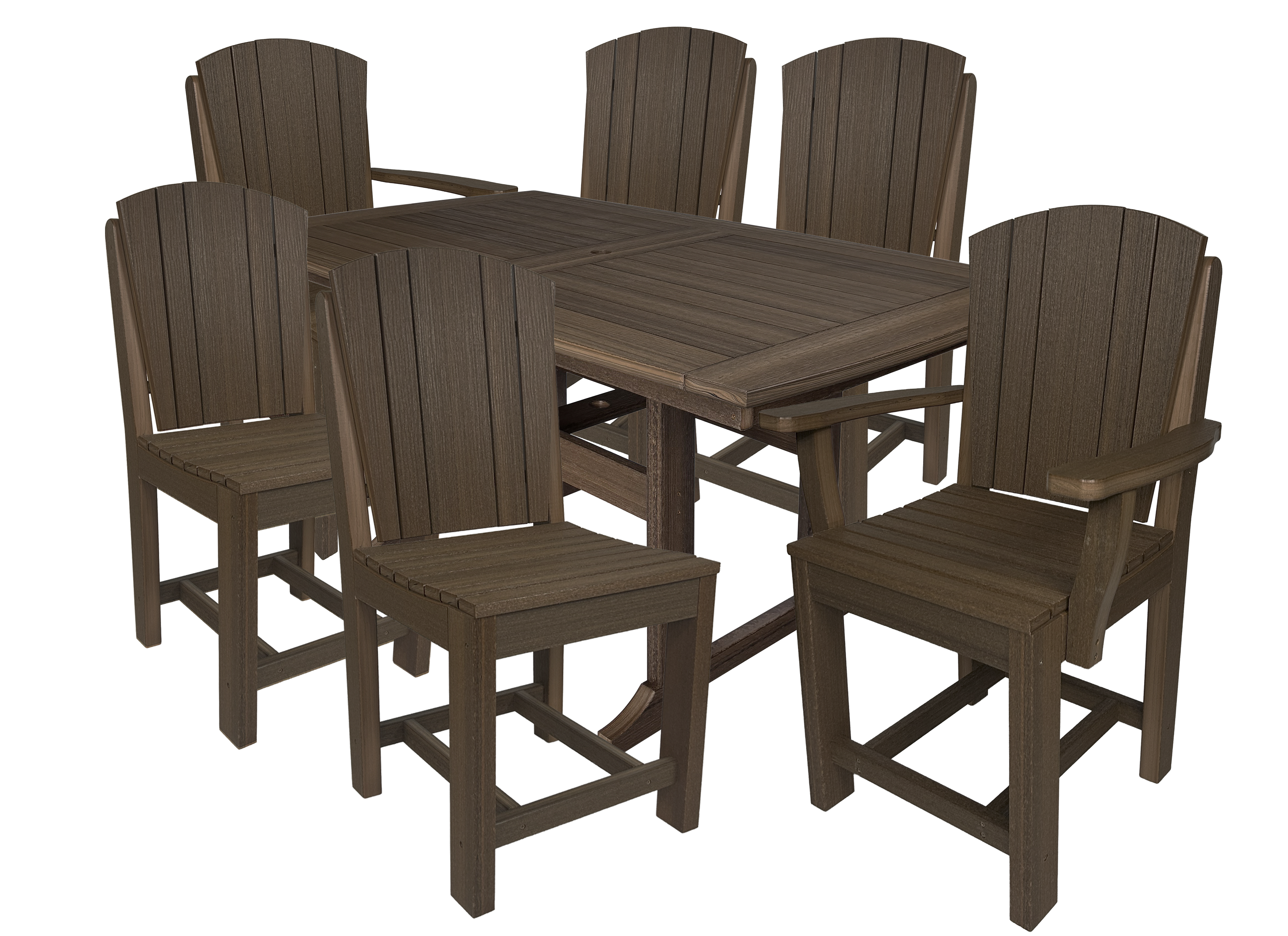 7-Piece Plantation Dining Set With 2 Arm Chairs and 4 Side Chairs