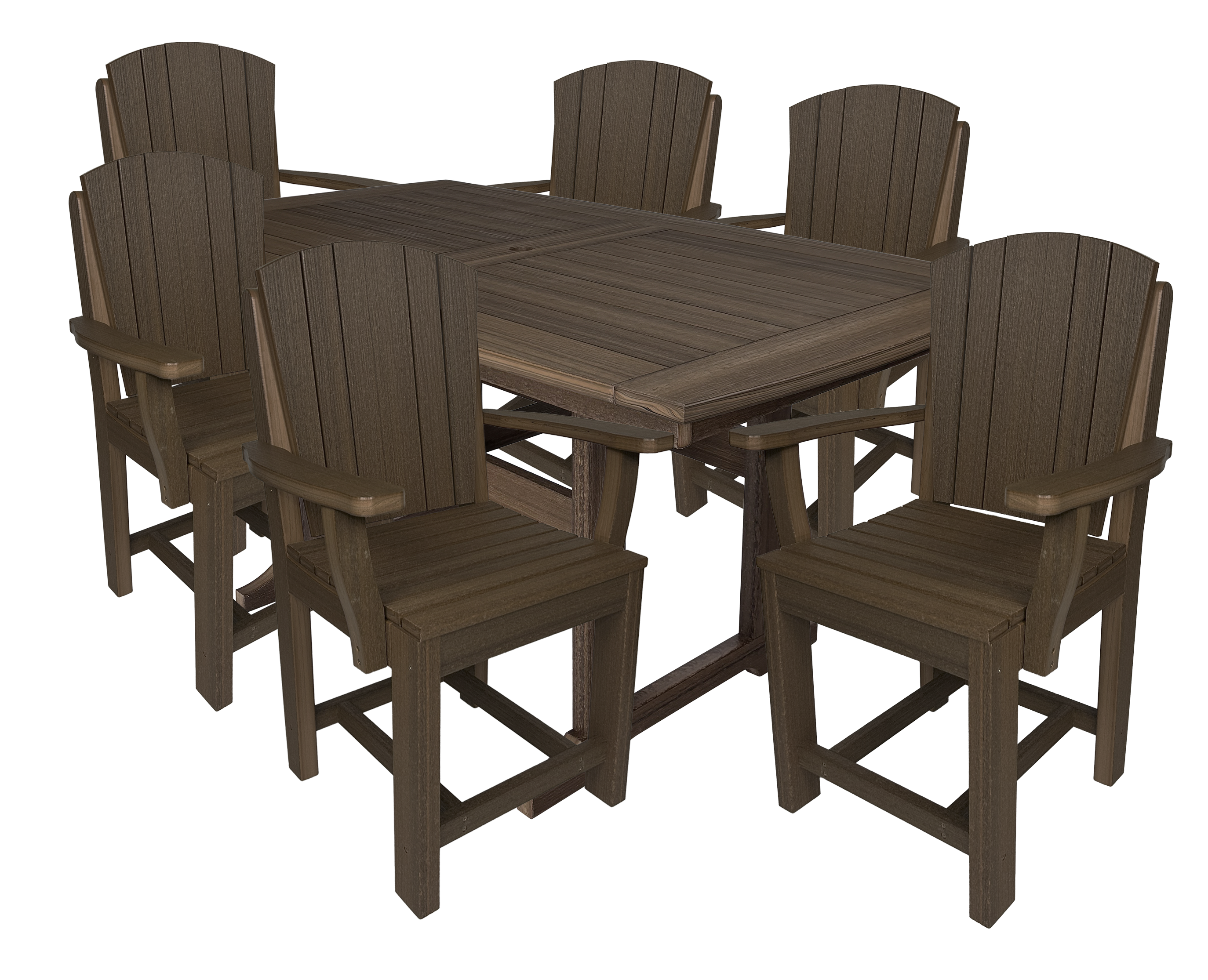 7-Piece Plantation Dining Set With 6 Arm Chairs
