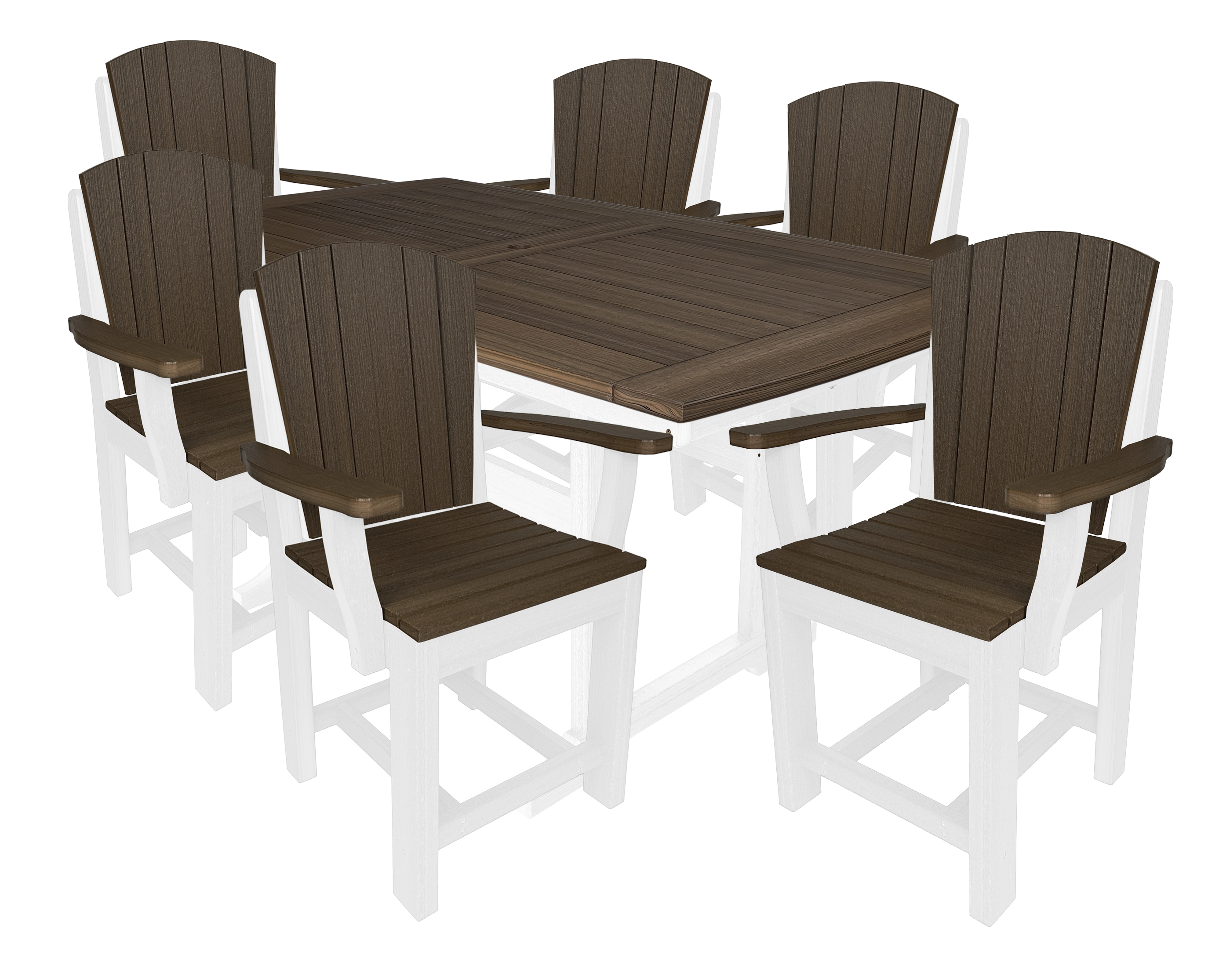 7-Piece Plantation Dining Set With 6 Arm Chairs