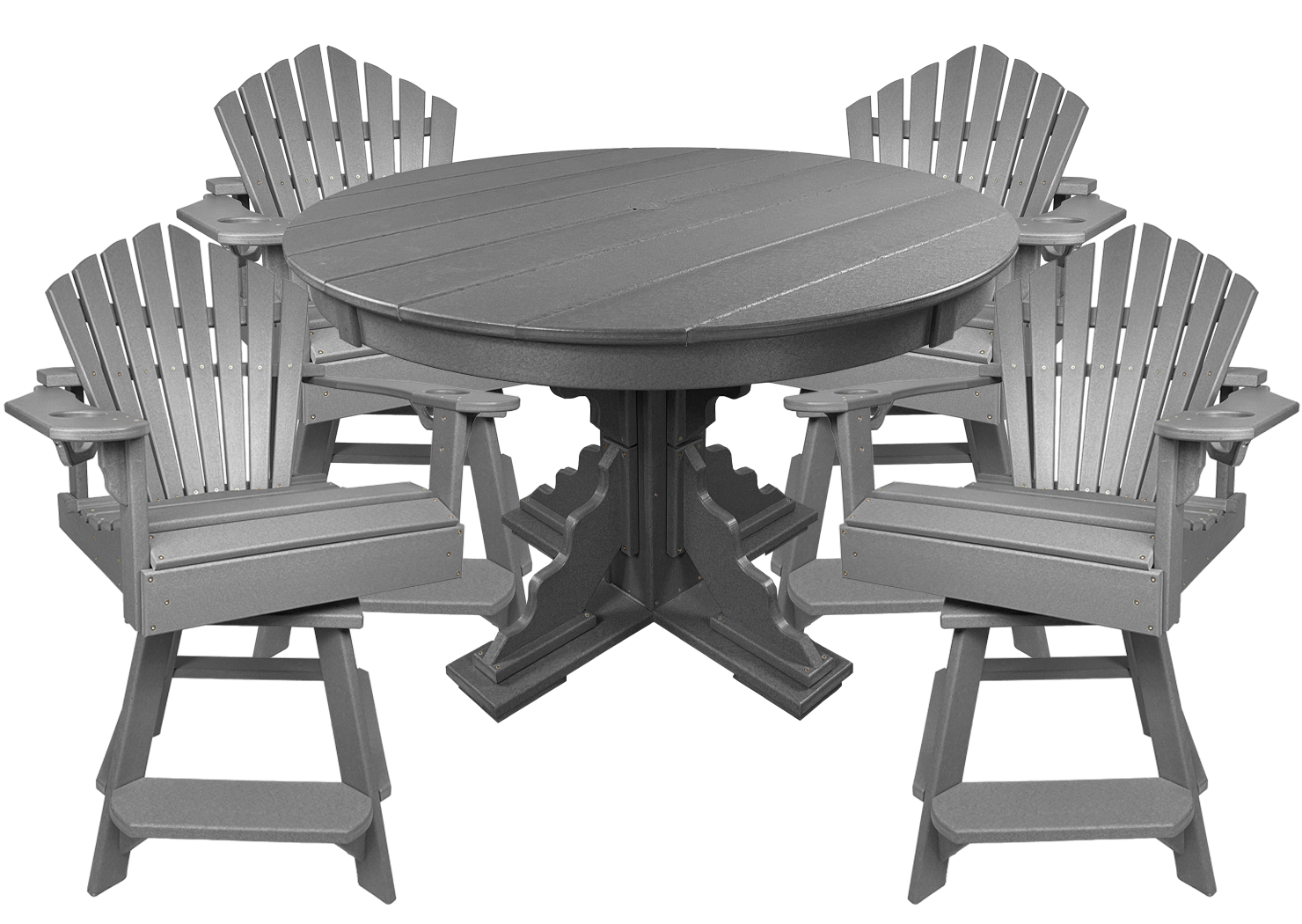 5-Piece 44”rd. Bridgewater Counter Swivels With Built In Cupholders Set