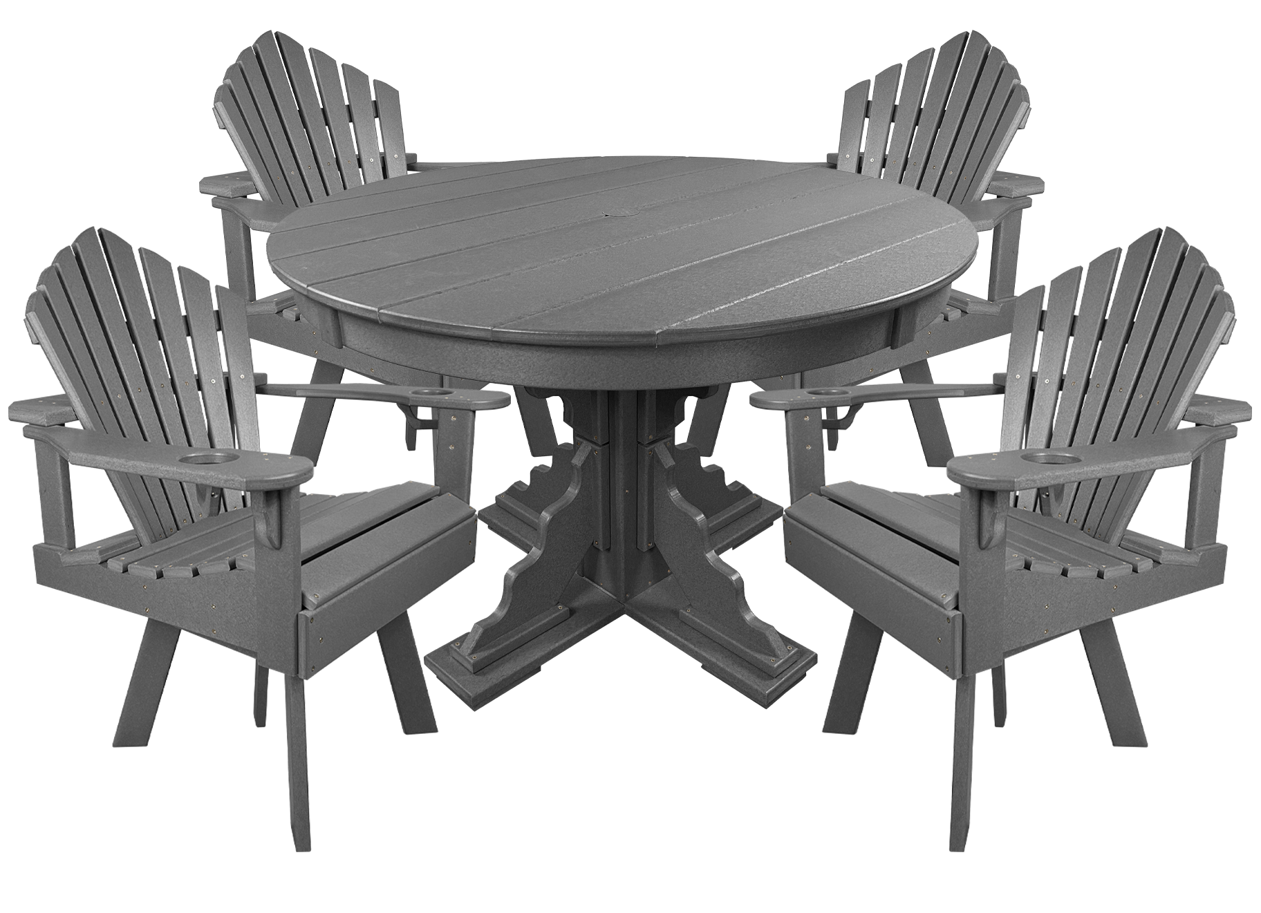 5-Piece 44”rd. Bridgewater Swivel Dining Set With Built In Cupholders
