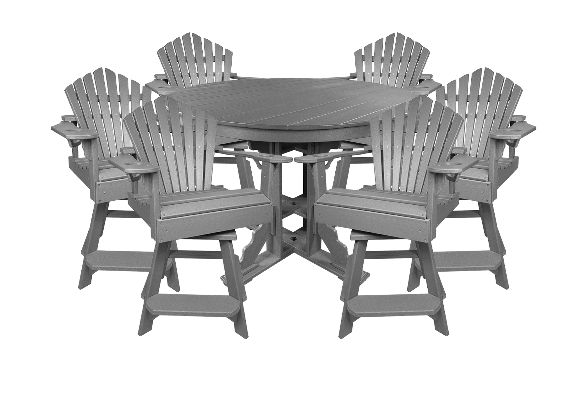 7-Piece 60”rd. Bridgewater Counter Swivels With Built In Cupholders Set