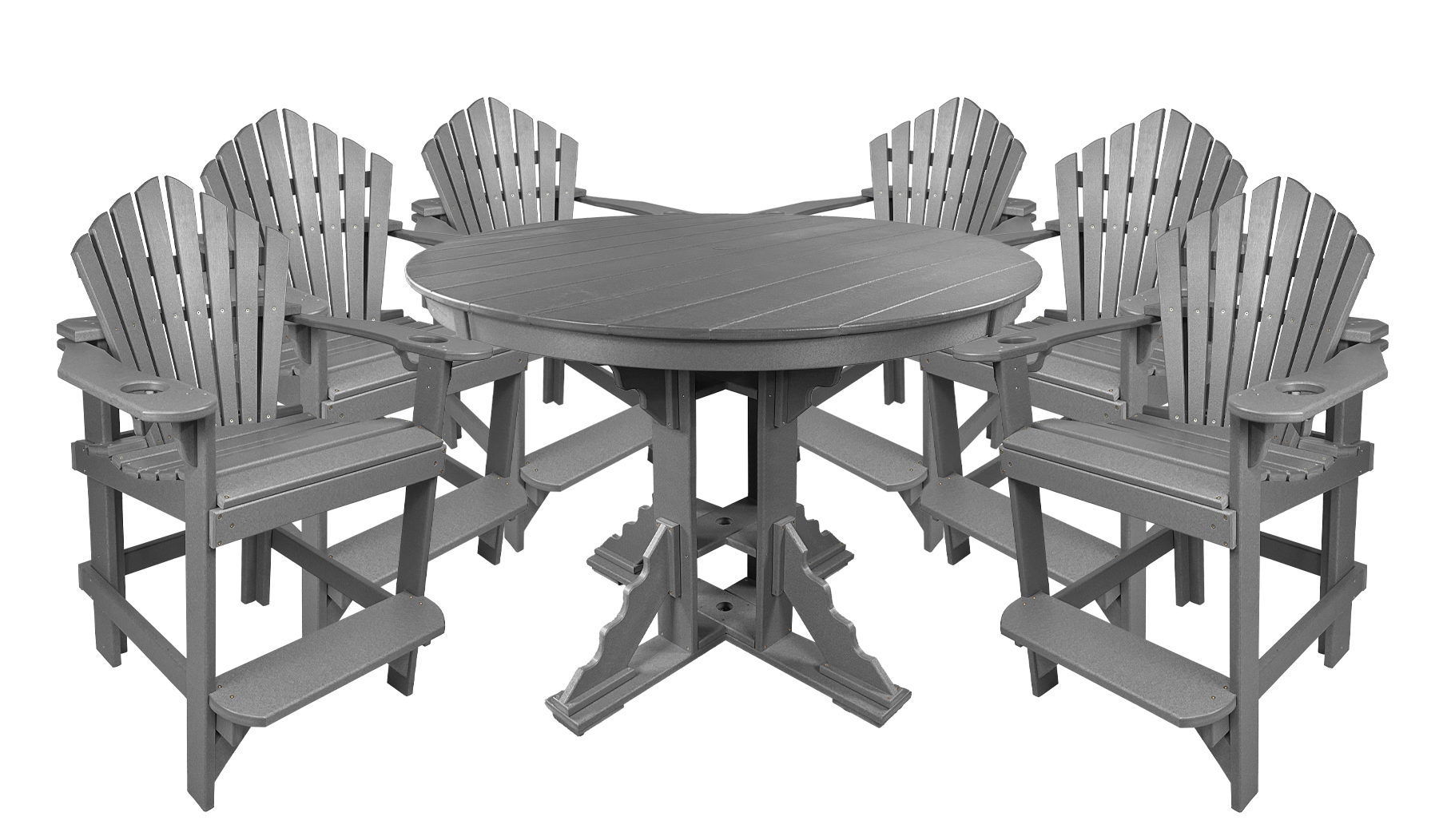 7-Piece 60”rd. Bridgewater Counter Set With Built In Cupholders