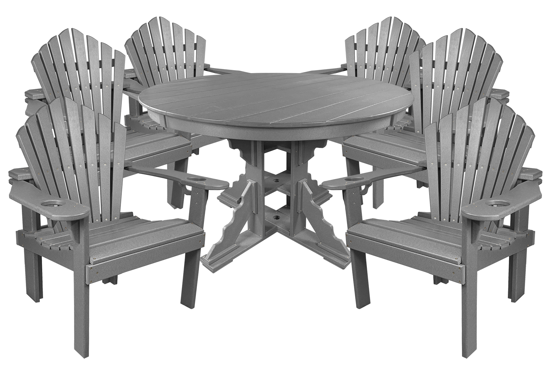 7-Piece 60”rd. Bridgewater Dining Set With Built In Cupholders