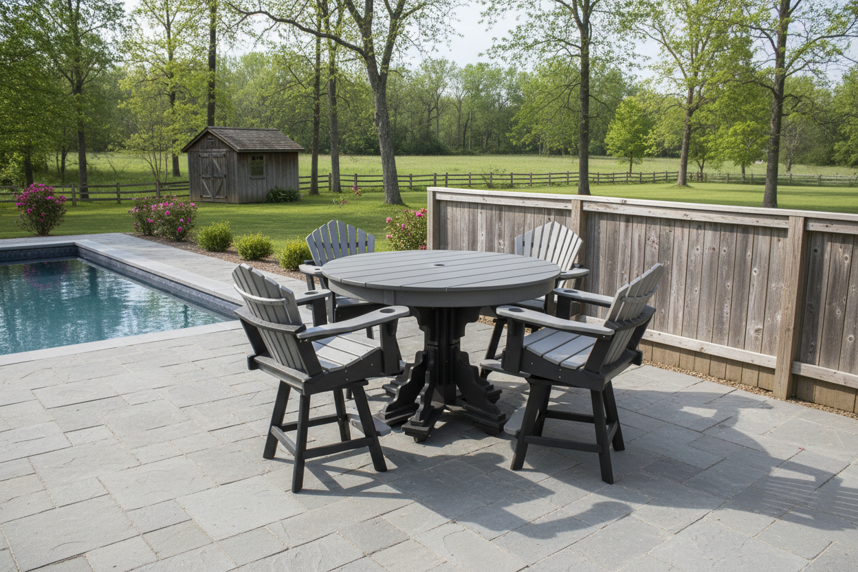 5-Piece 44”rd. Bridgewater Counter Swivels With Built In Cupholders Set