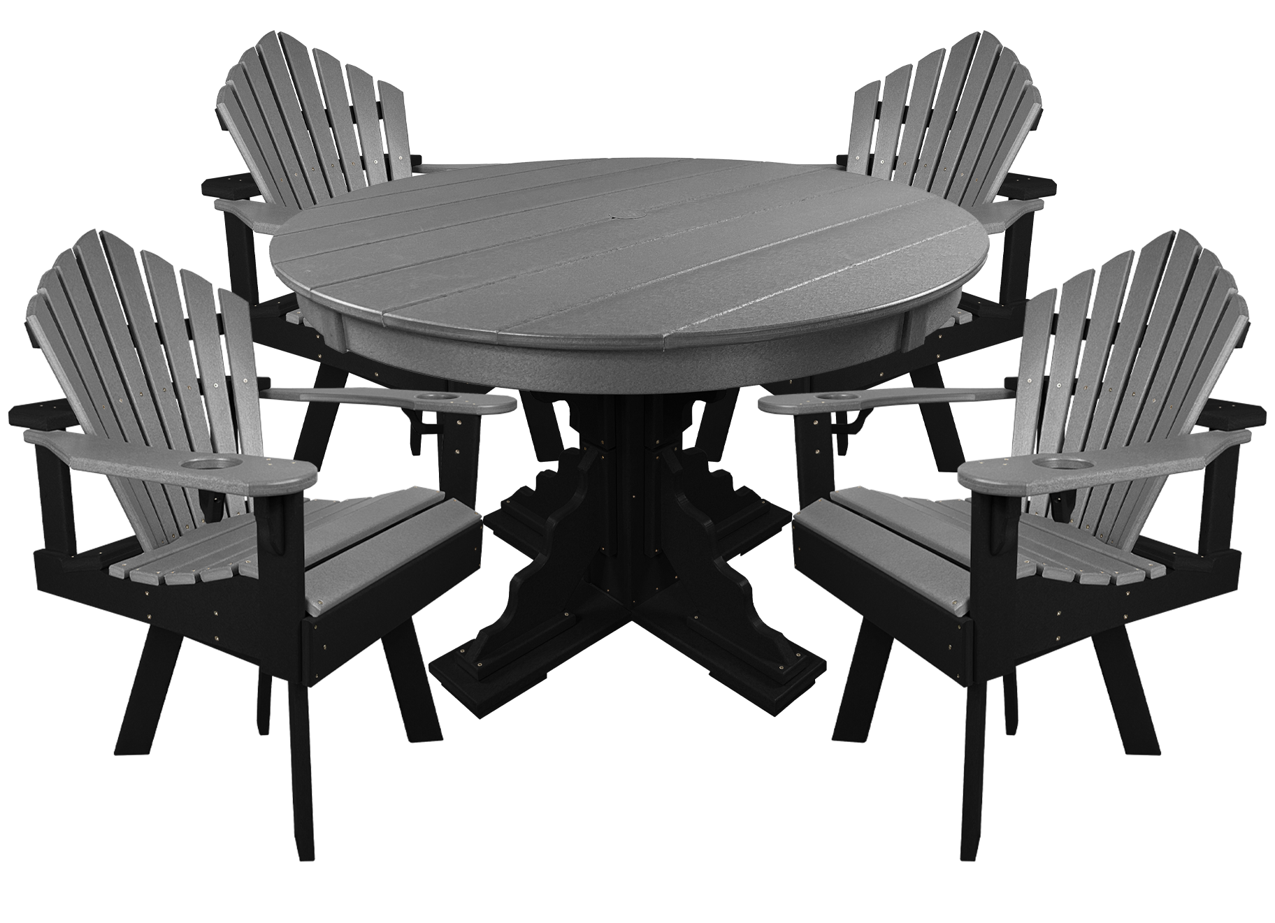 5-Piece 44”rd. Bridgewater Swivel Dining Set With Built In Cupholders