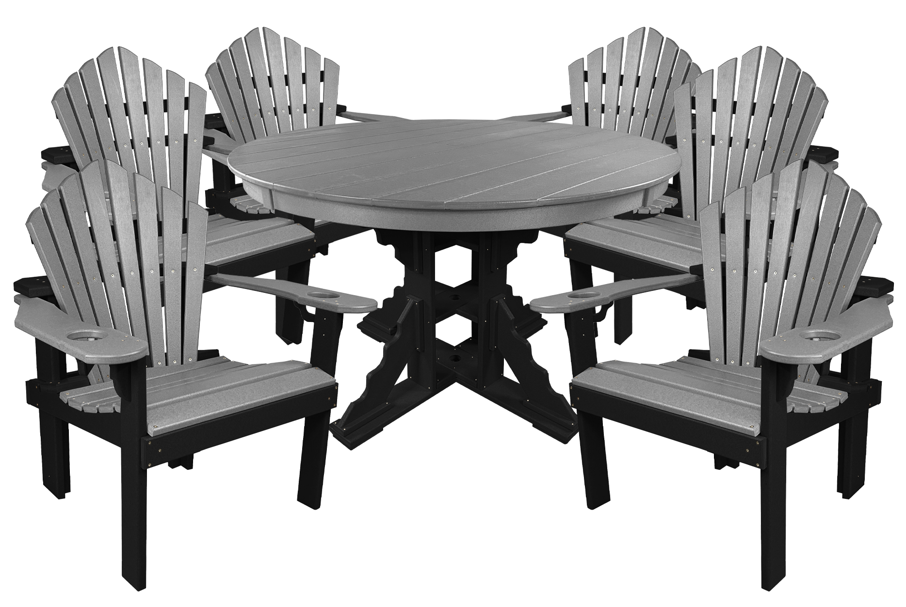 7-Piece 60”rd. Bridgewater Dining Set With Built In Cupholders